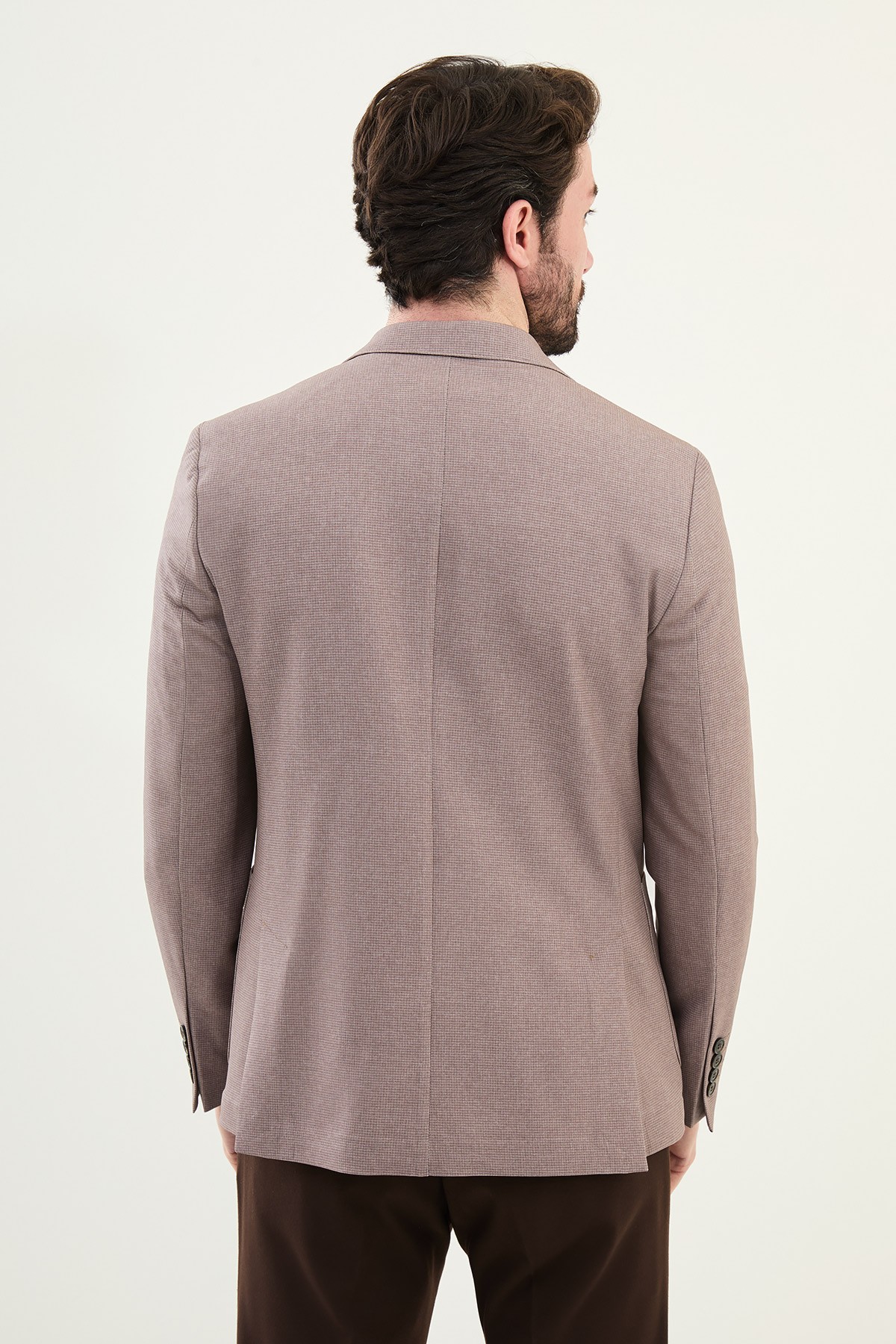 Desenli Slim Fit Torba Cep Mono Yaka Erkek Ceket