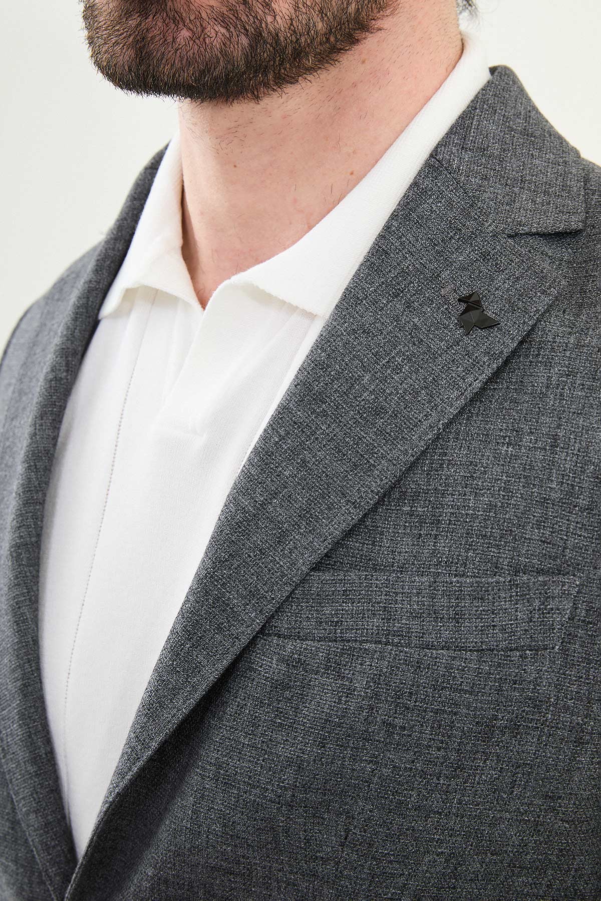 Desenli Slim Fit Torba Cep İpli Keten Erkek Takım Elbise