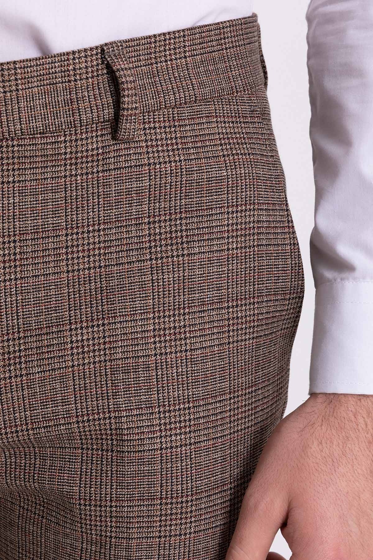 Ekoseli Super Slim Fit Erkek Pantolon