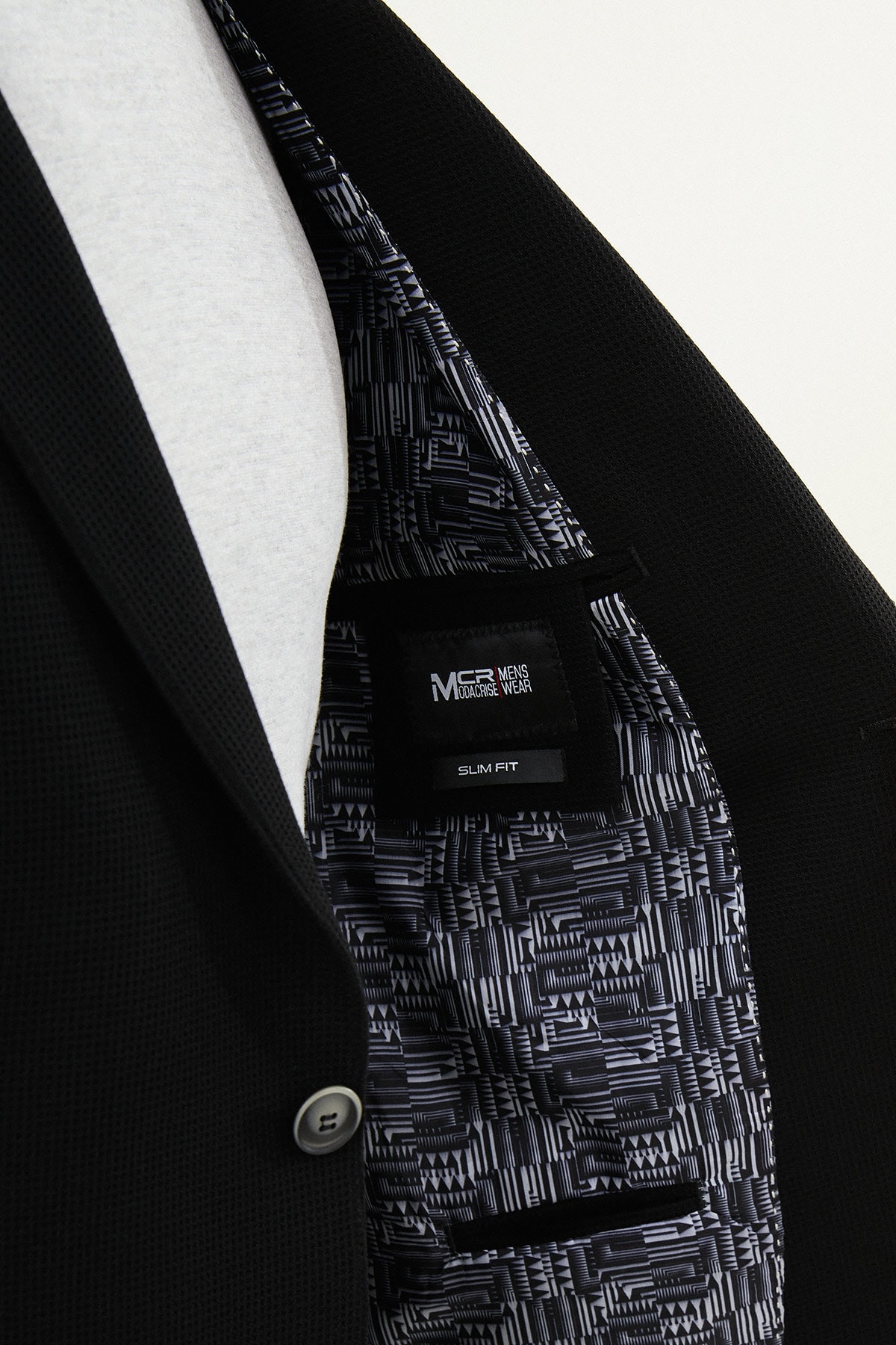 Desenli Slim Fit Torba Cep Beli Lastikli İpli Erkek Takım Elbise