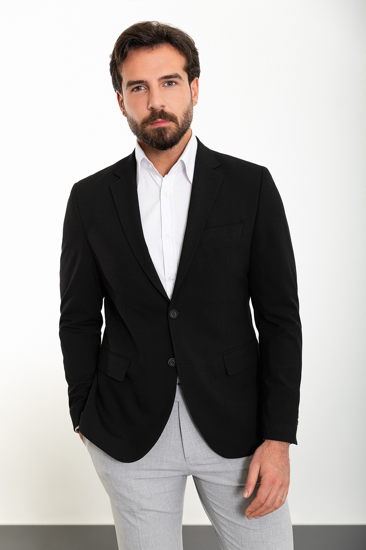 Düz Slim Fit Mono Yaka Erkek Ceket