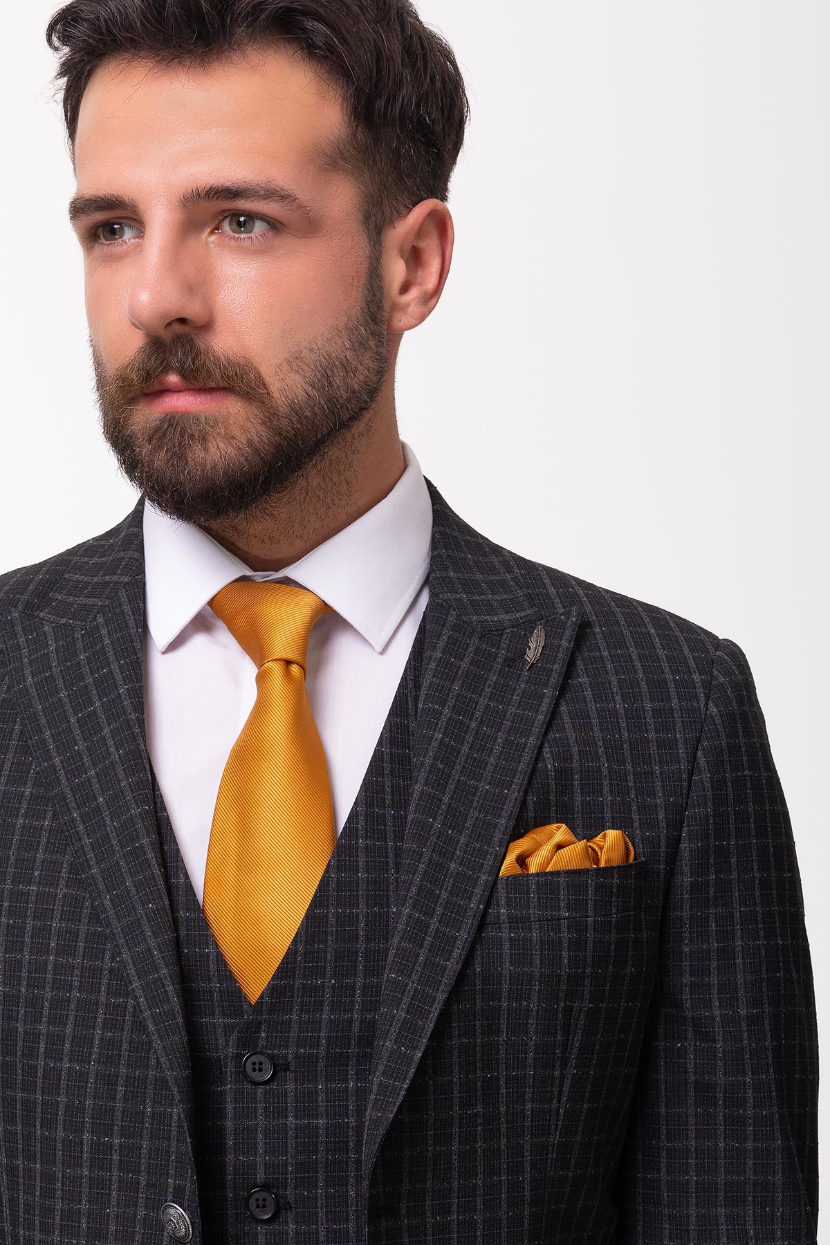Slimfit Ekose Takım Elbise