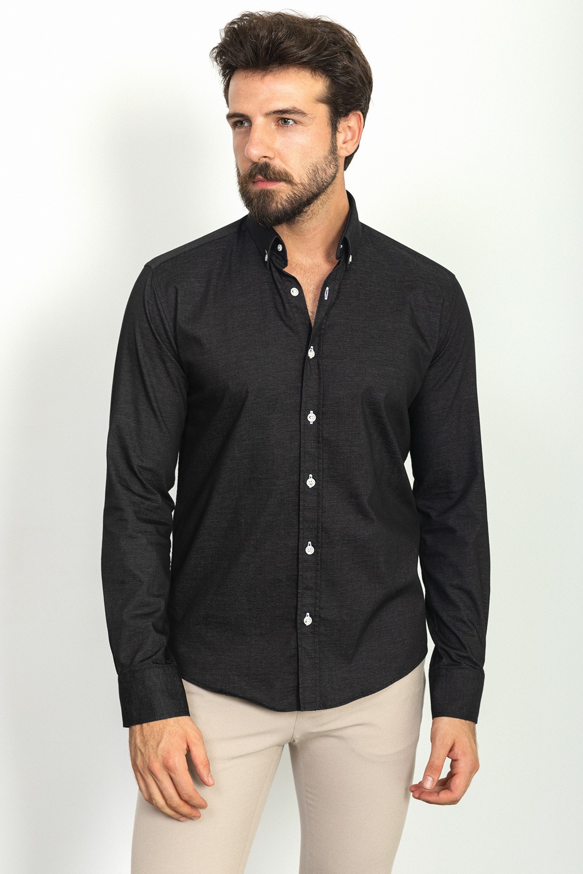 Düz Slim Fit Erkek Gömlek