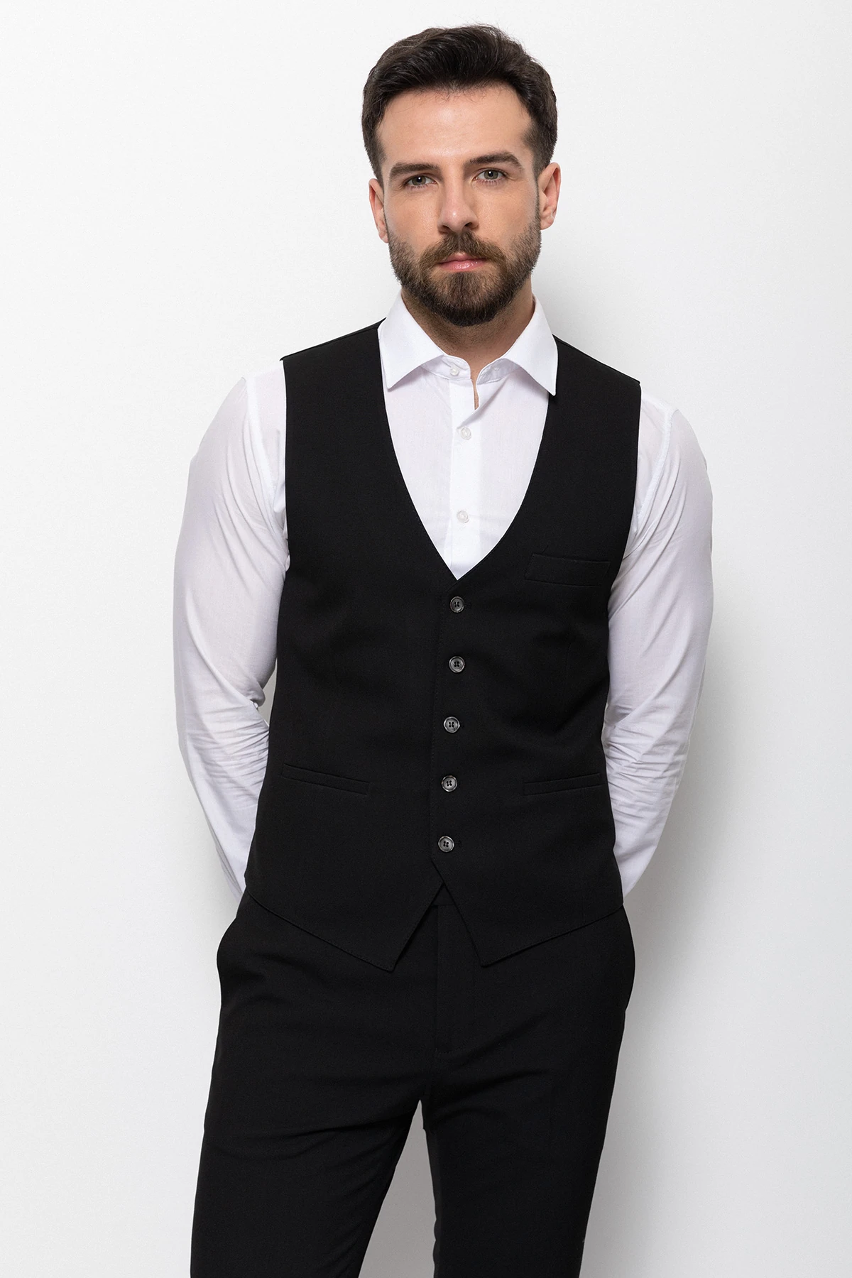 Düz Slim Fit Klasik Erkek Yelek