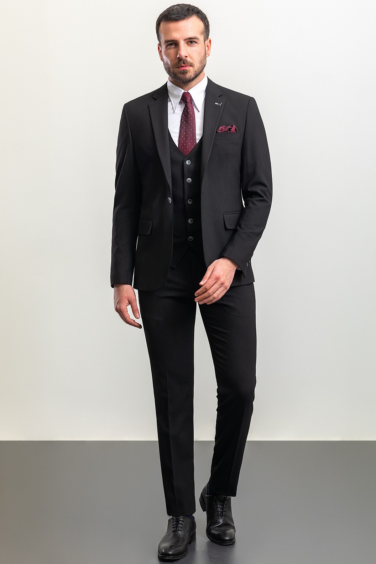 Çizgili Slim Fit Mono Yaka Erkek Takım Elbise