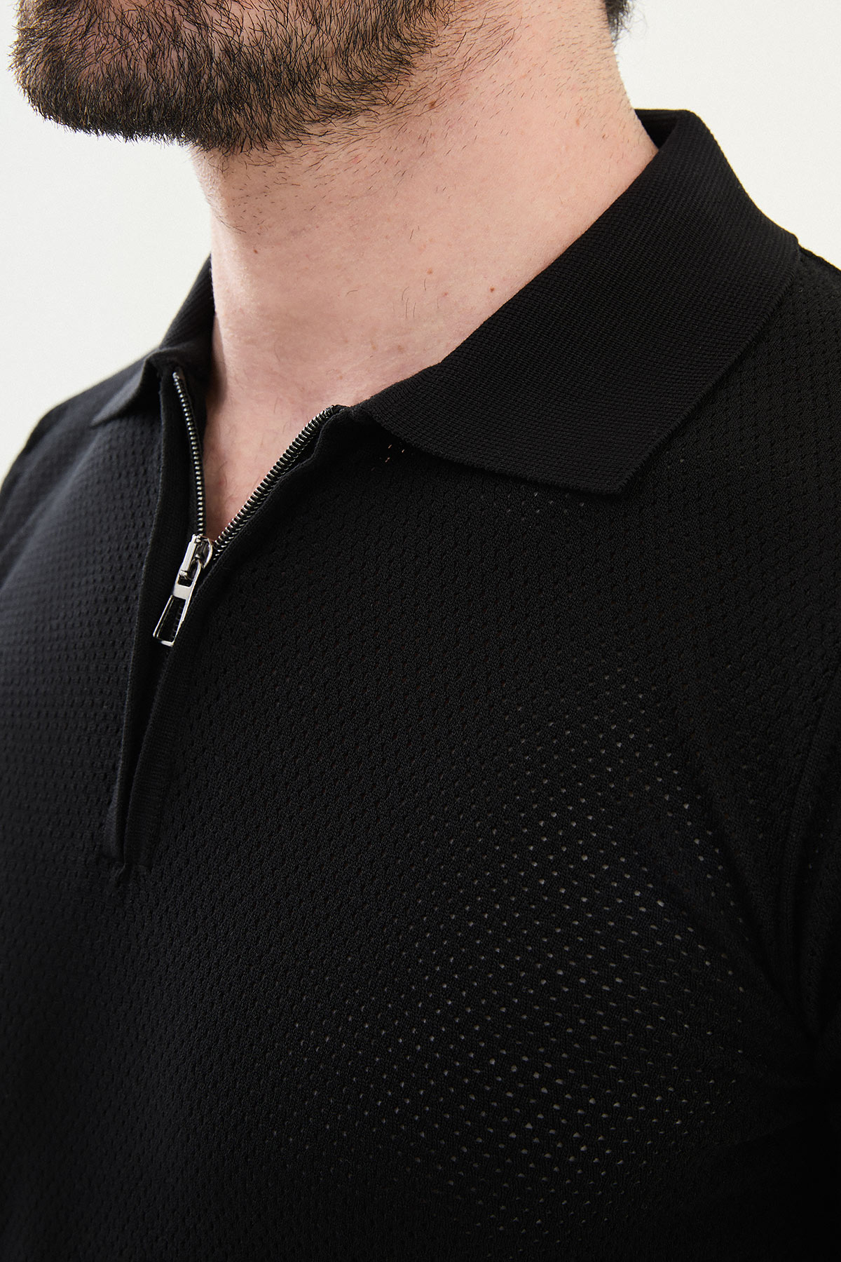Desenli Slim Fit Polo Yaka Erkek Triko T-Shirt