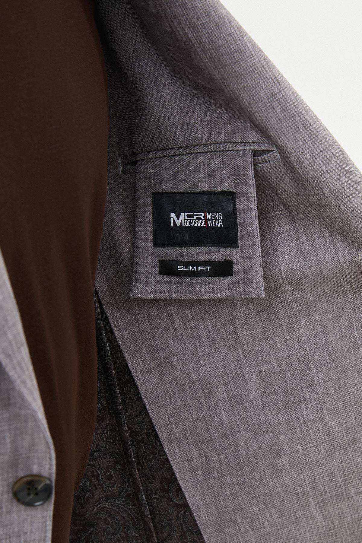 Kırçıllı Slim Fit Torba Cep Mono Yaka Erkek Takım Elbise