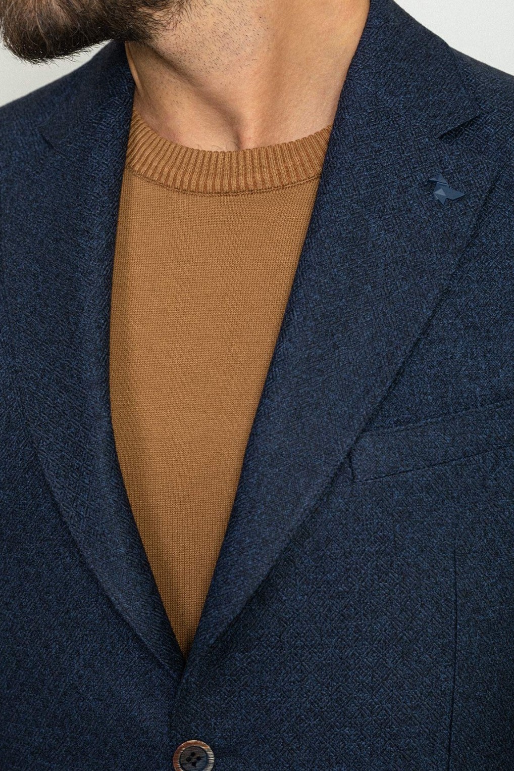 Desenli Torba Cep Slim Fit Yün Erkek Ceket