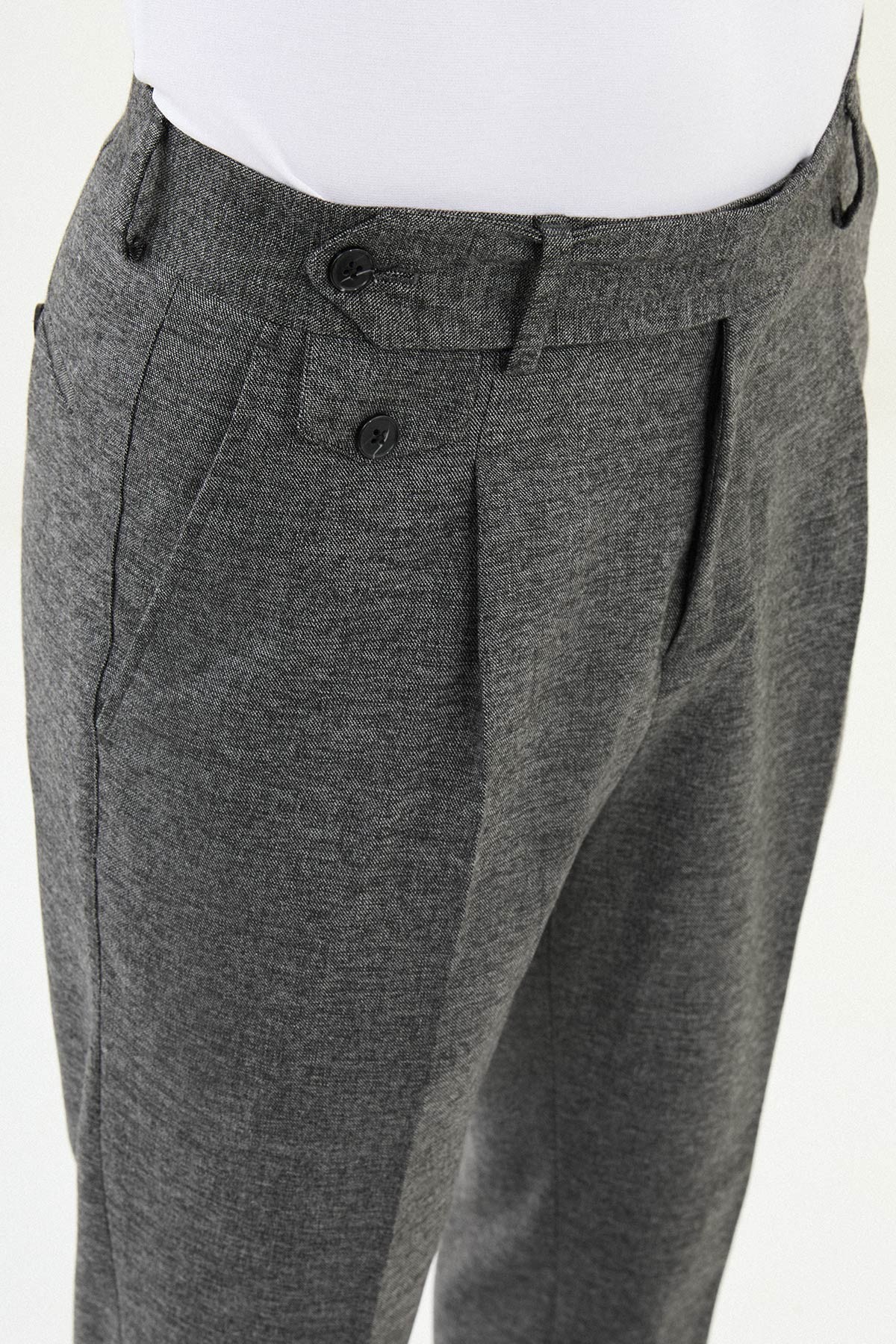 Dokulu Slimfit Pileli Erkek Pantolon