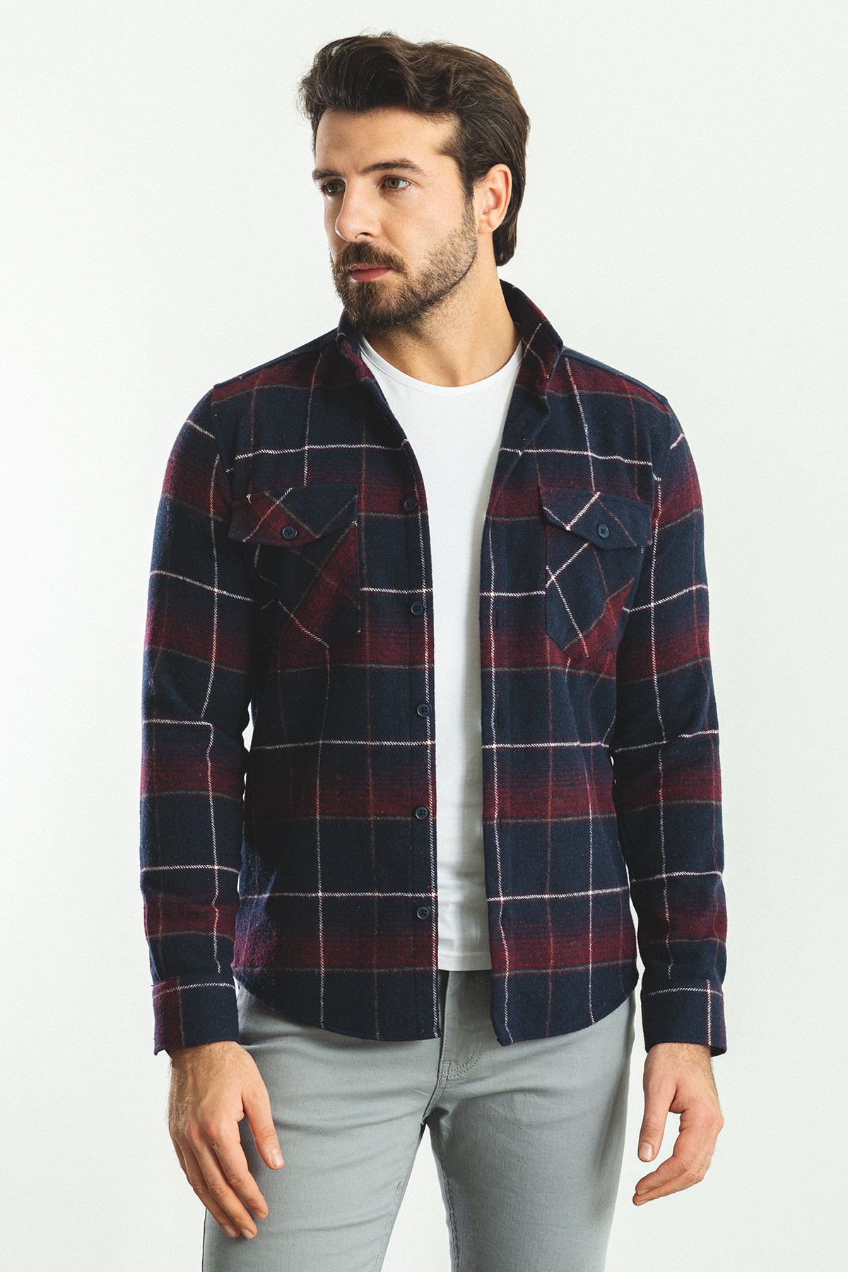Ekoseli Slim Fit Oduncu Erkek Gömlek
