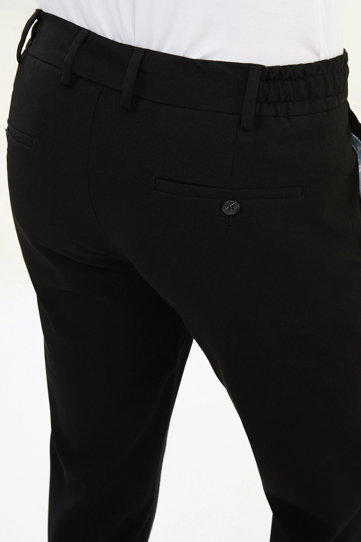 Düz Slim Fit İpli Beli Lastikli Erkek Pantolon