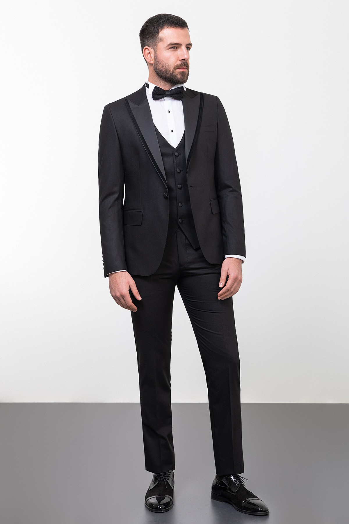 Düz Slim Fit Geniş Yaka Erkek Damatlık