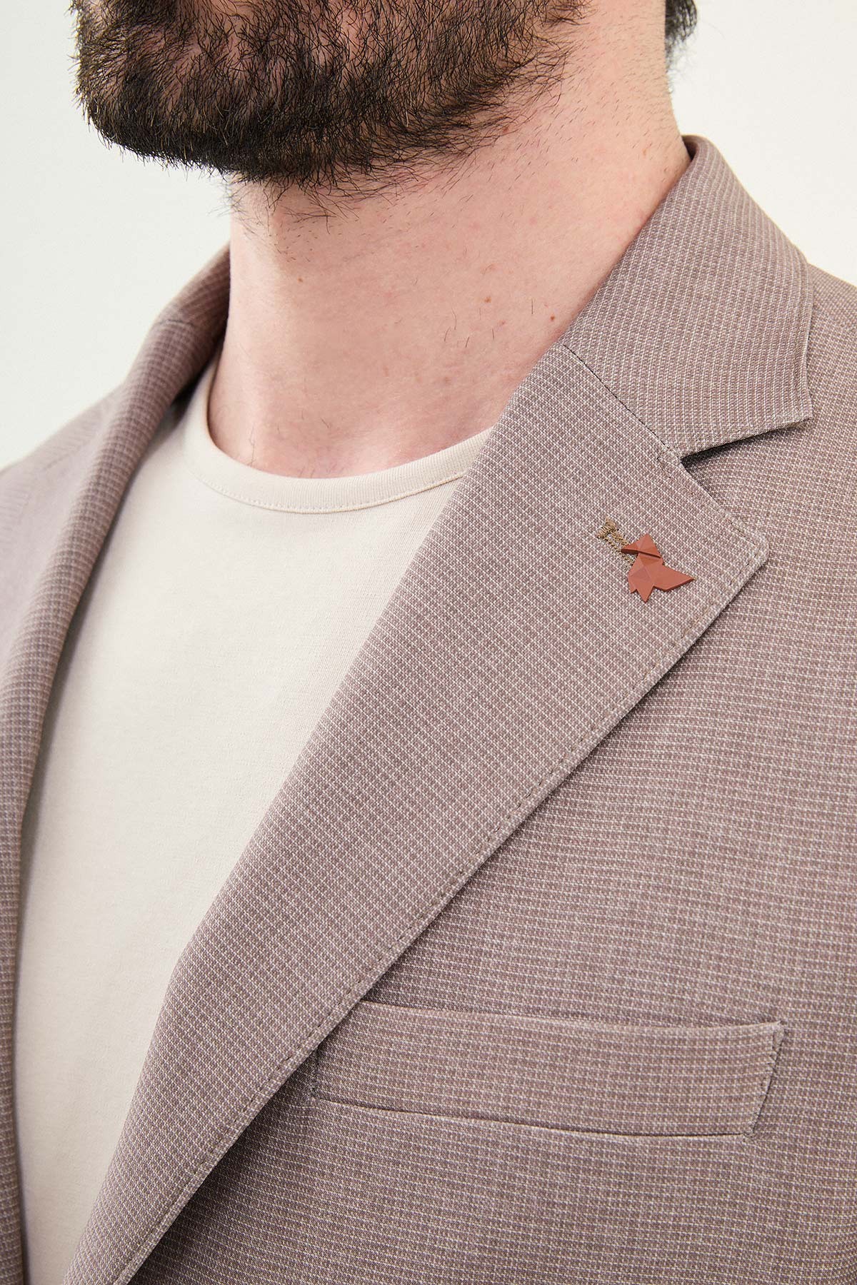 Desenli Slim Fit Torba Cep Mono Yaka Erkek Ceket
