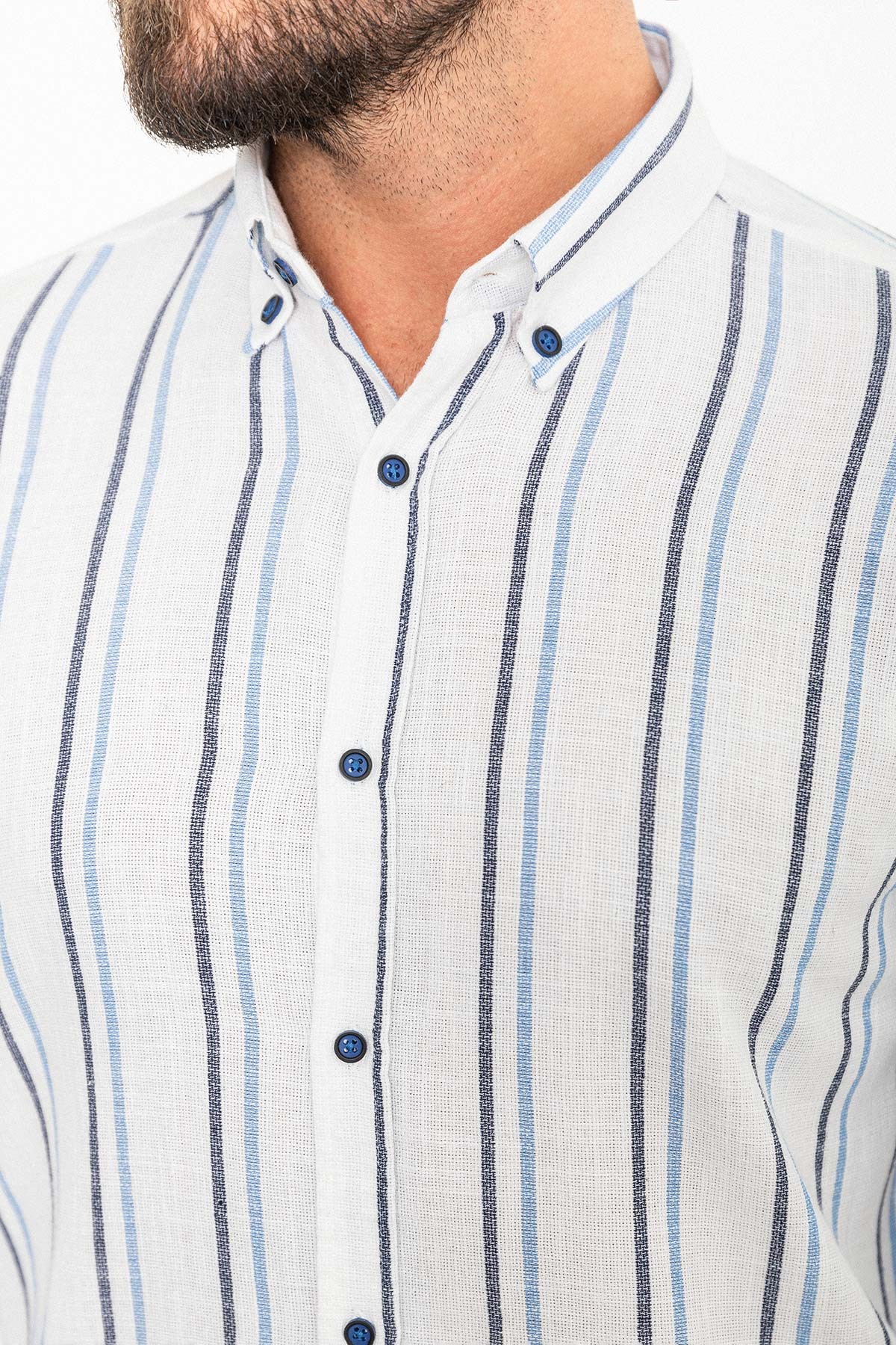 Çizgili Slim Fit Uzun Kollu Erkek Gömlek