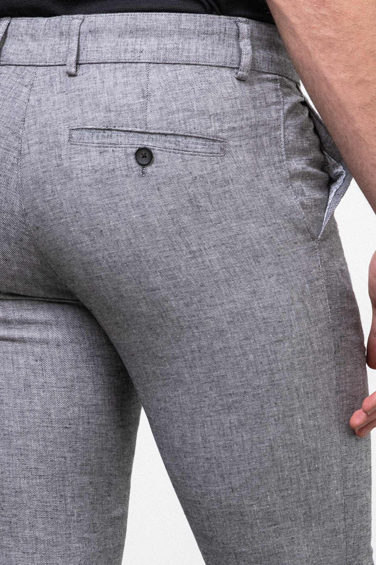 Kırçıllı Slim Fit Keten Erkek Pantolon