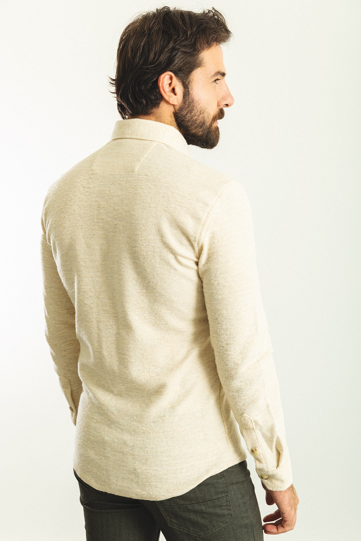Düz Slim Fit Yün Erkek Oduncu Gömlek