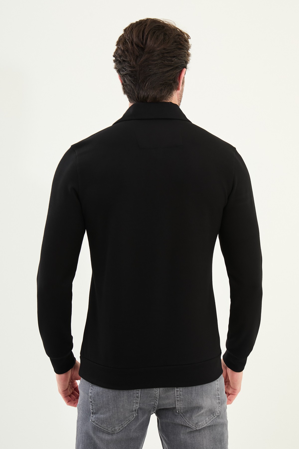 Çizgili Slim Fit Polo Yaka Uzun Kollu Pamuk Erkek T-Shirt