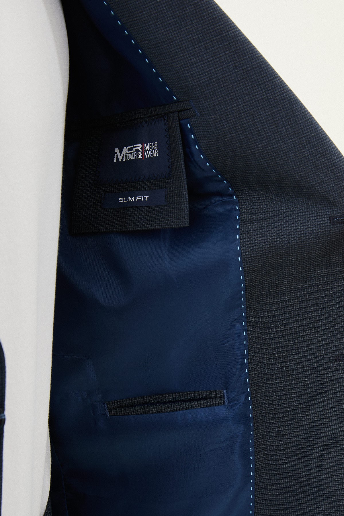 Desenli Slim Fit Geniş Yaka Erkek Takım Elbise