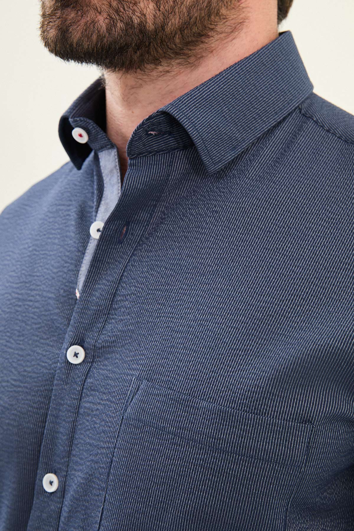Desenli Slim Fit Pamuk Erkek Gömlek