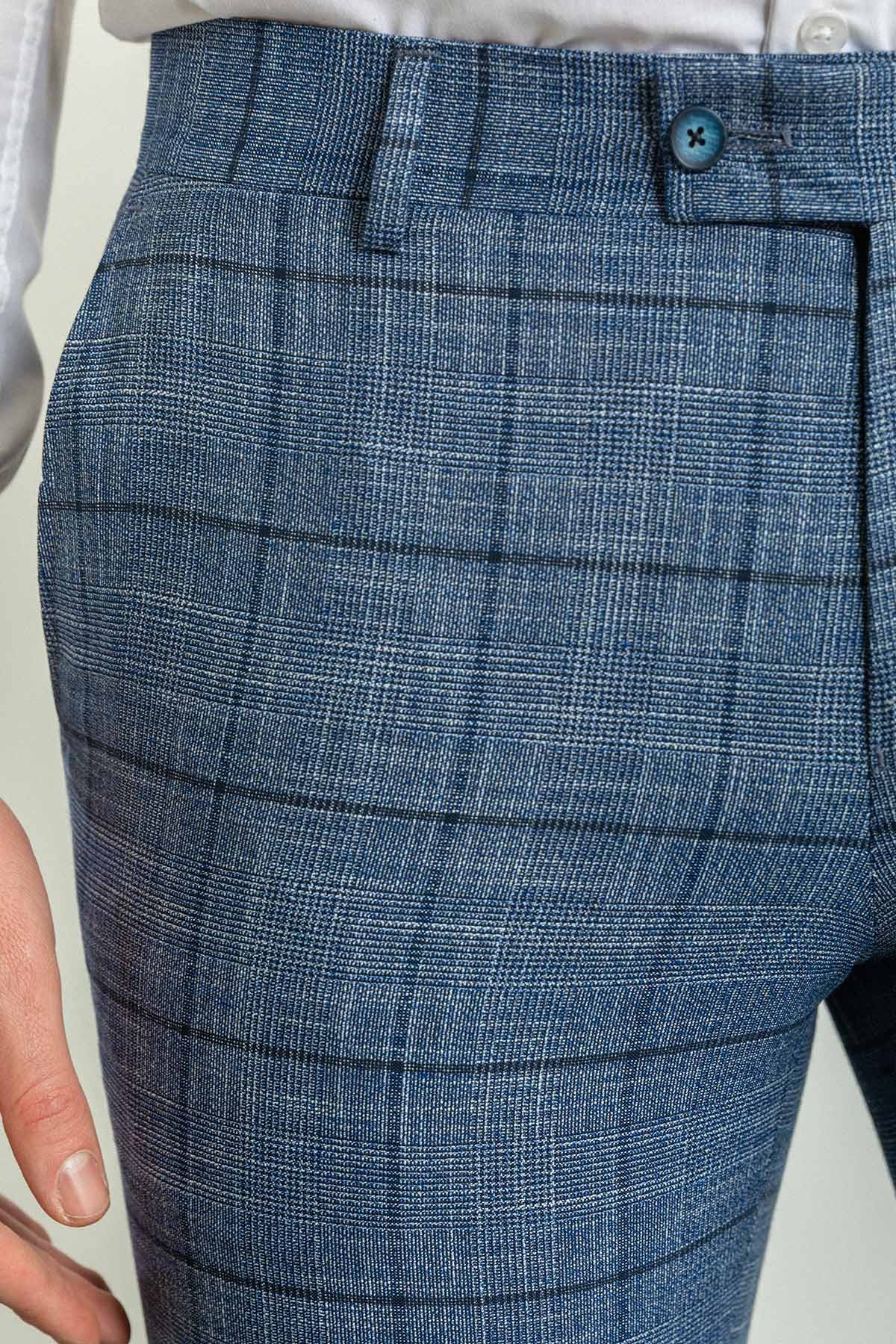 Ekoseli Slim Fit Klasik Erkek Pantolon