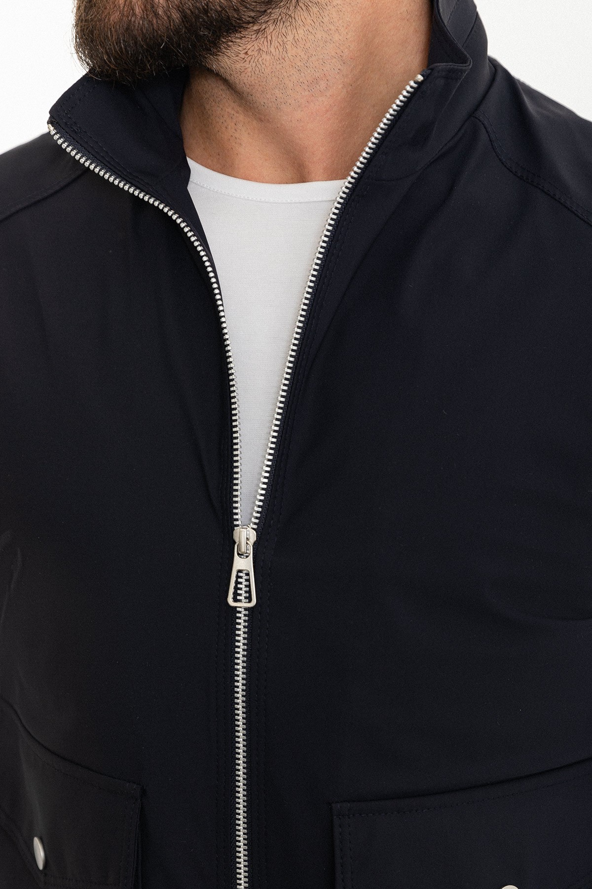 Düz Slim Fit Torba Cep Hakim Yaka Erkek Yelek