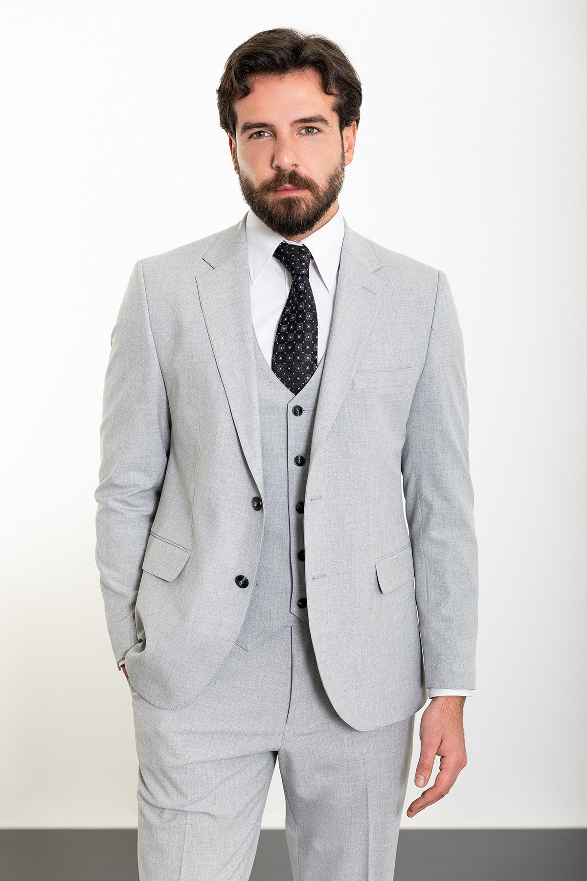 Düz Slim Fit Mono Yaka 4 Drop Klasik Erkek Takım Elbise