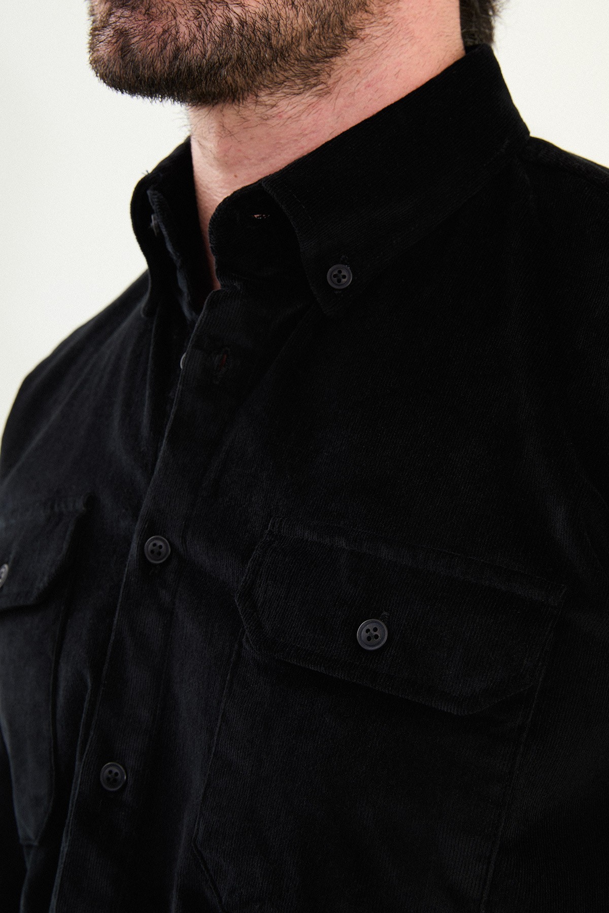 Düz Slim Fit Uzun Kollu Kadife Erkek Gömlek