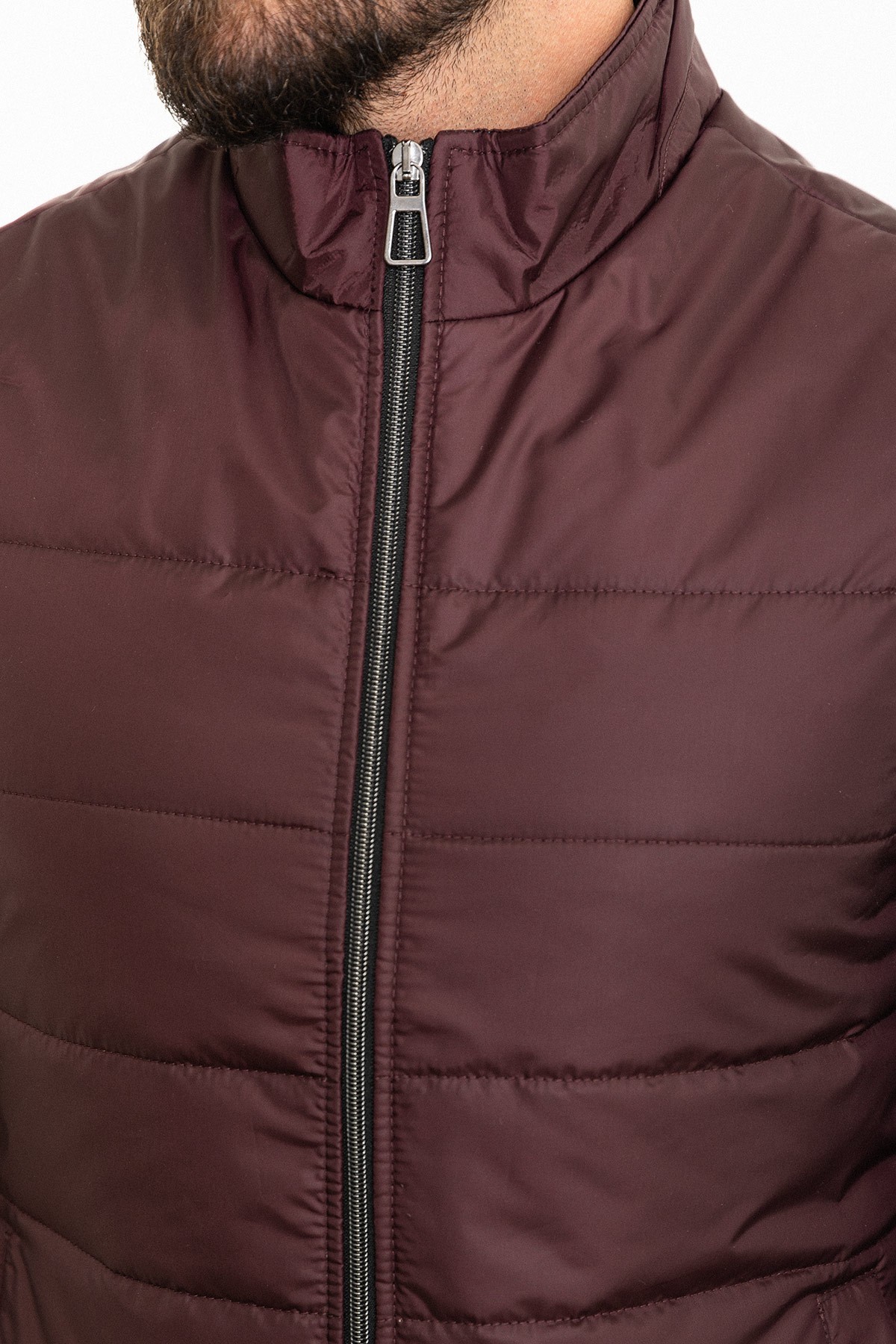 Düz Slim Fit Hakim Yaka Erkek Şişme Yelek