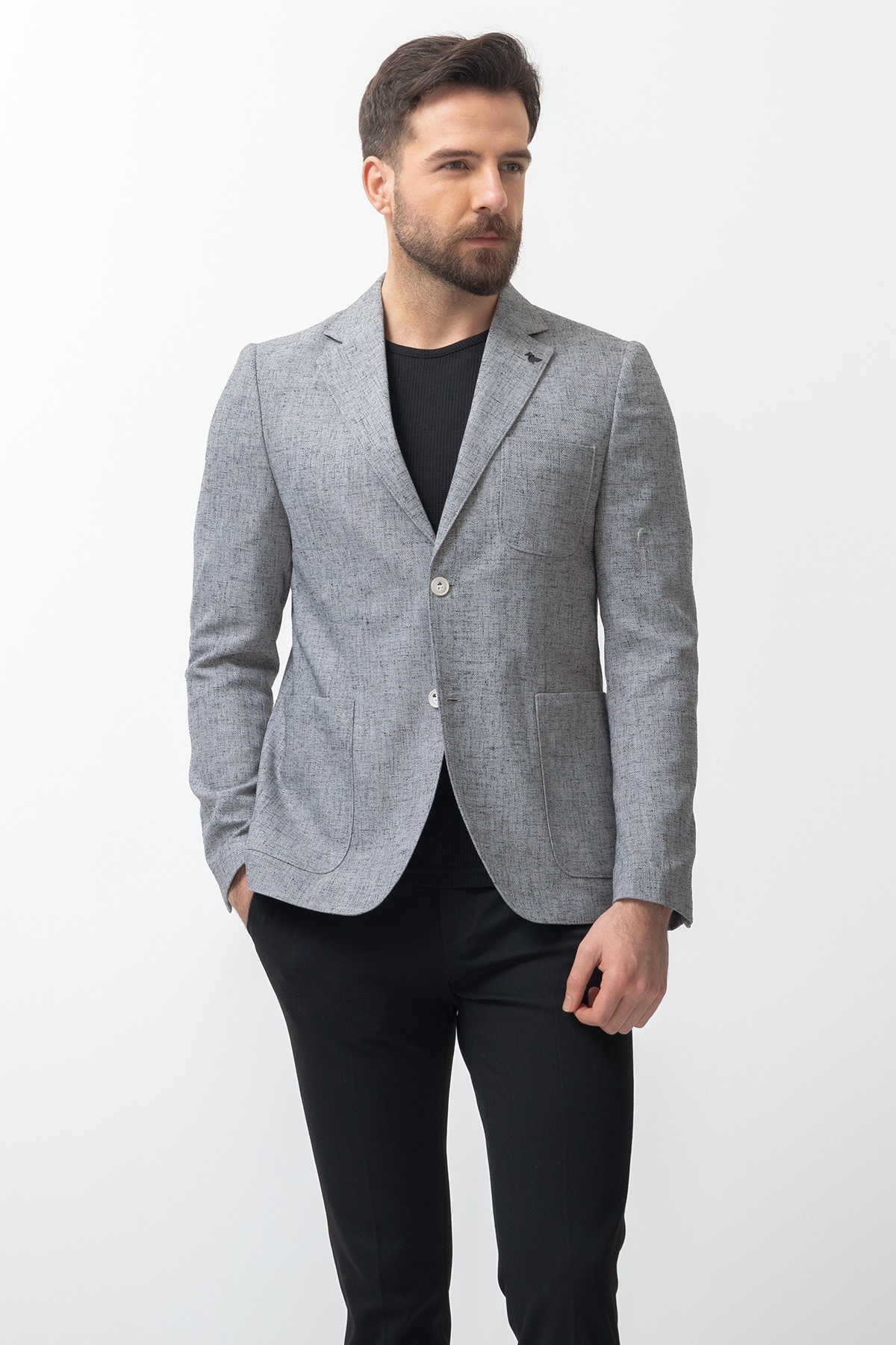 Desenli Torba Cep Slim Fit Erkek Ceket