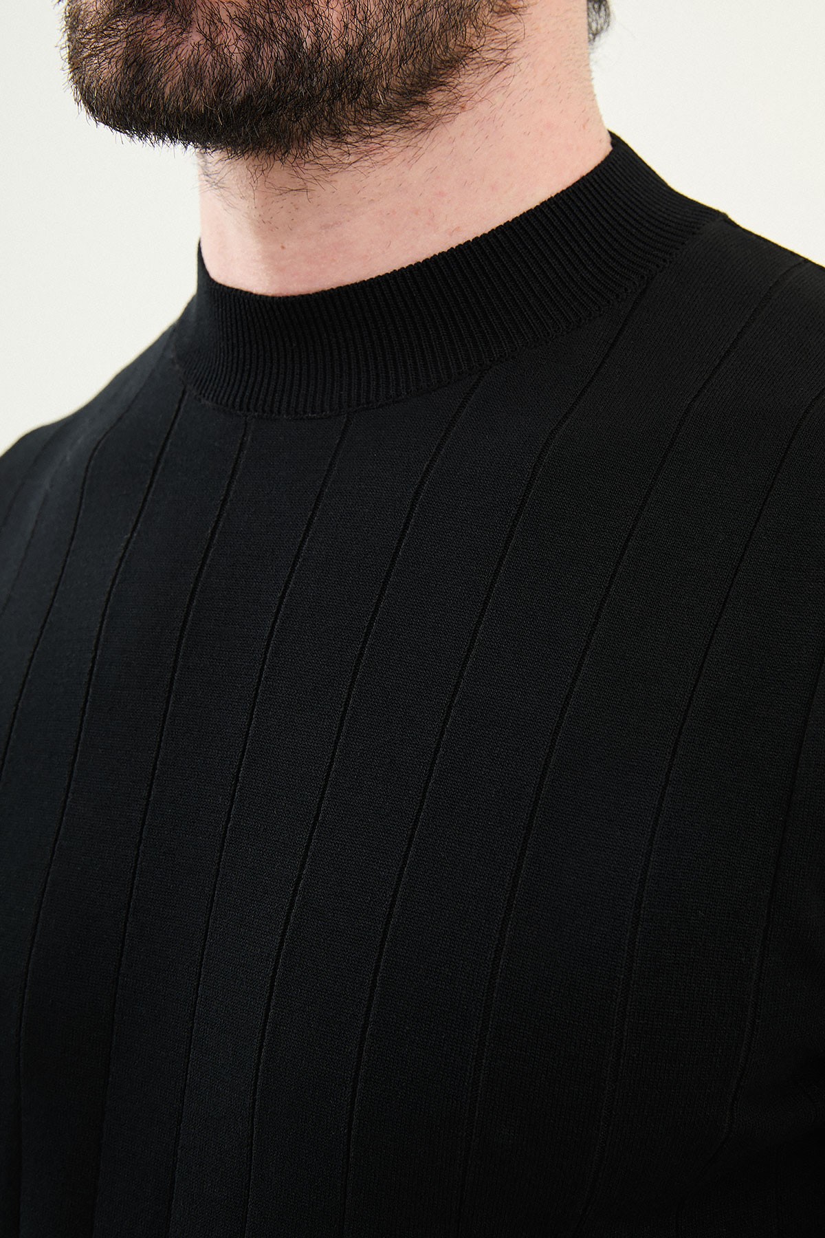 Çizgili Slim Fit Yarım Balıkçı Yaka Erkek Triko T-Shirt