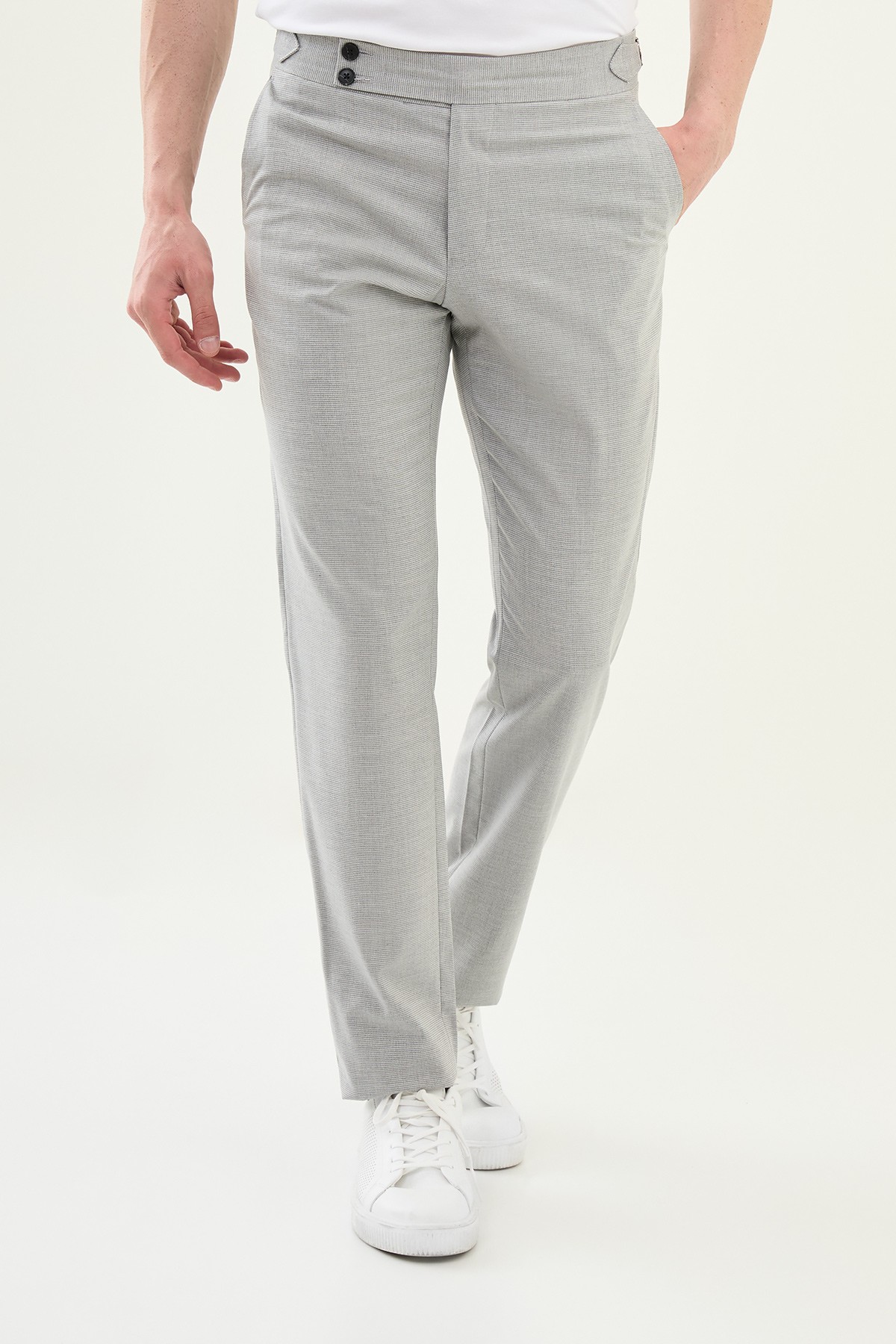 Desenli Slim Fit Beli Tokalı Erkek Pantolon