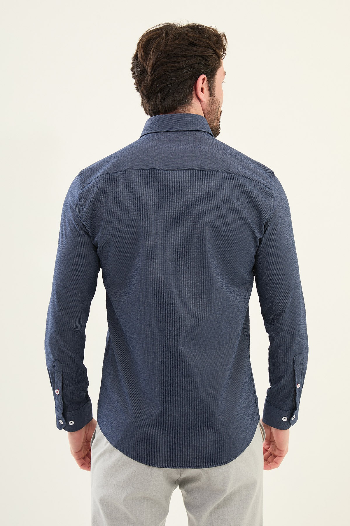 Desenli Slim Fit Pamuk Erkek Gömlek