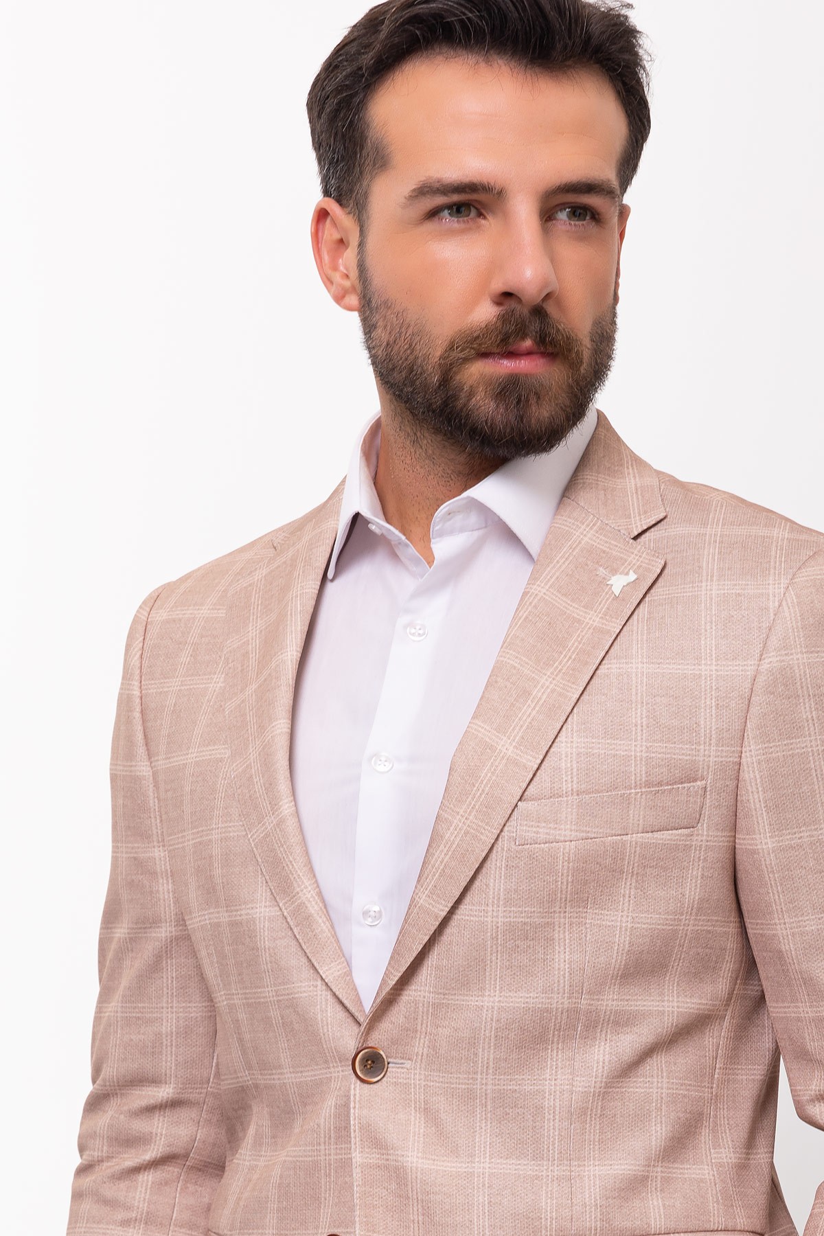 Ekoseli Slim Fit Erkek Ceket