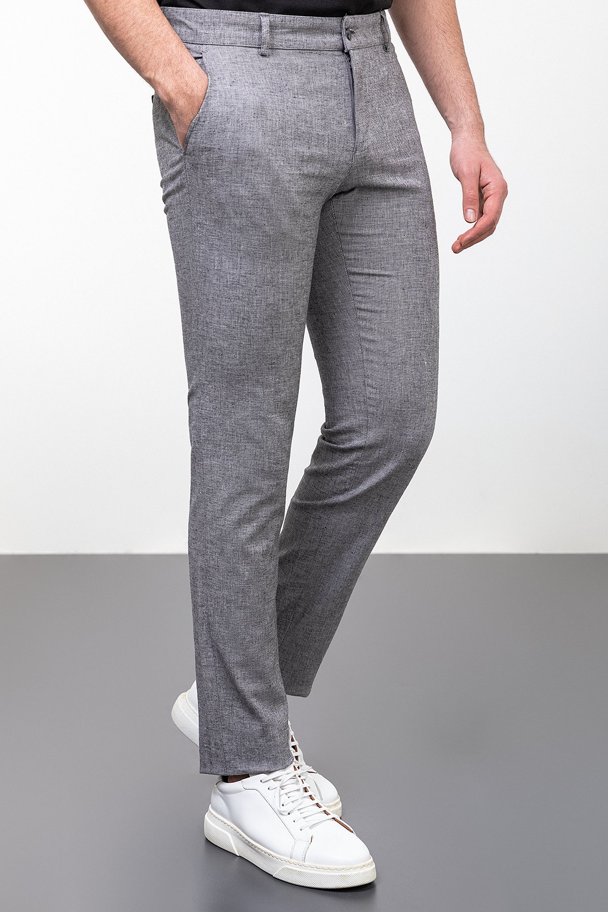Kırçıllı Slim Fit Keten Erkek Pantolon