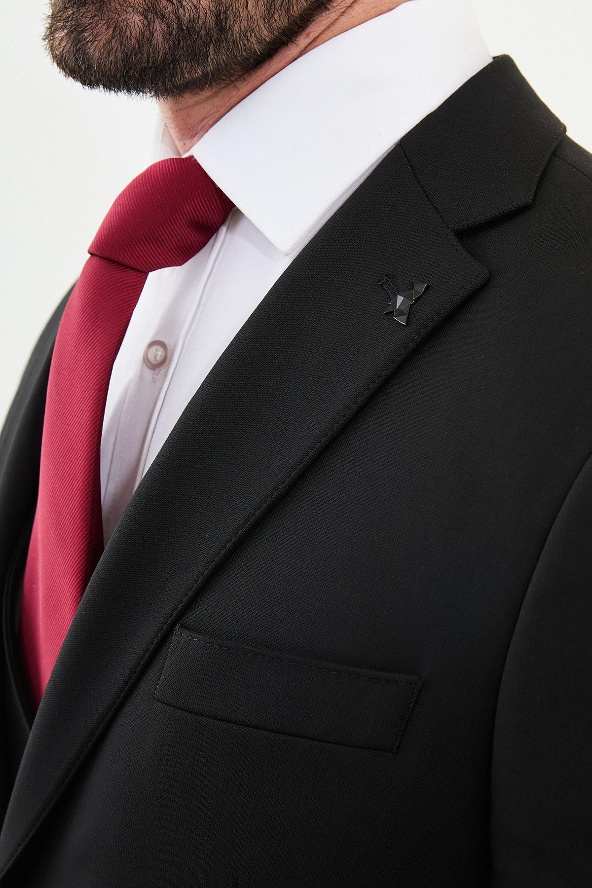 Düz Slim Fit Mono Yaka Yün Erkek Takım Elbise