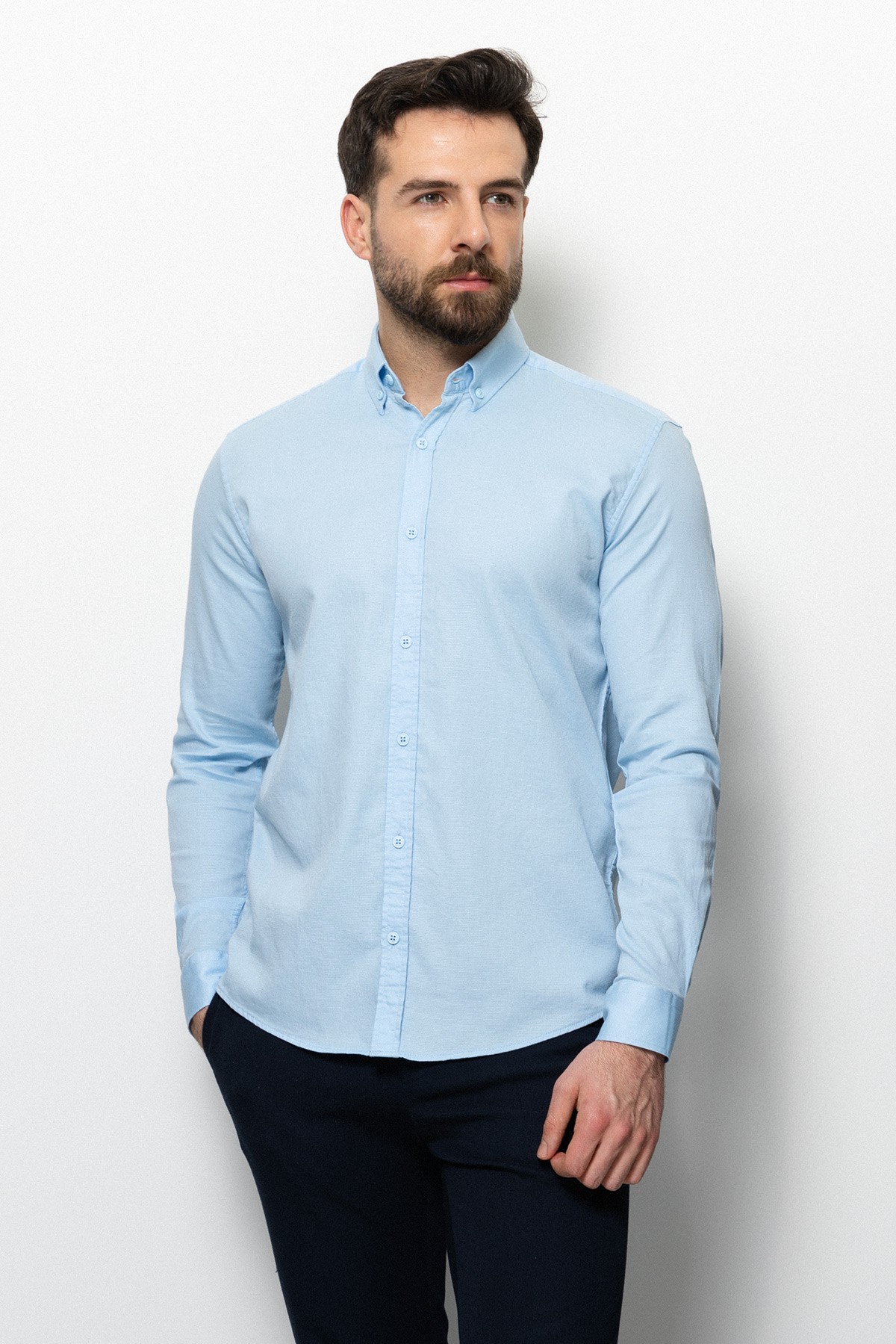 Düz Slim Fit Erkek Gömlek
