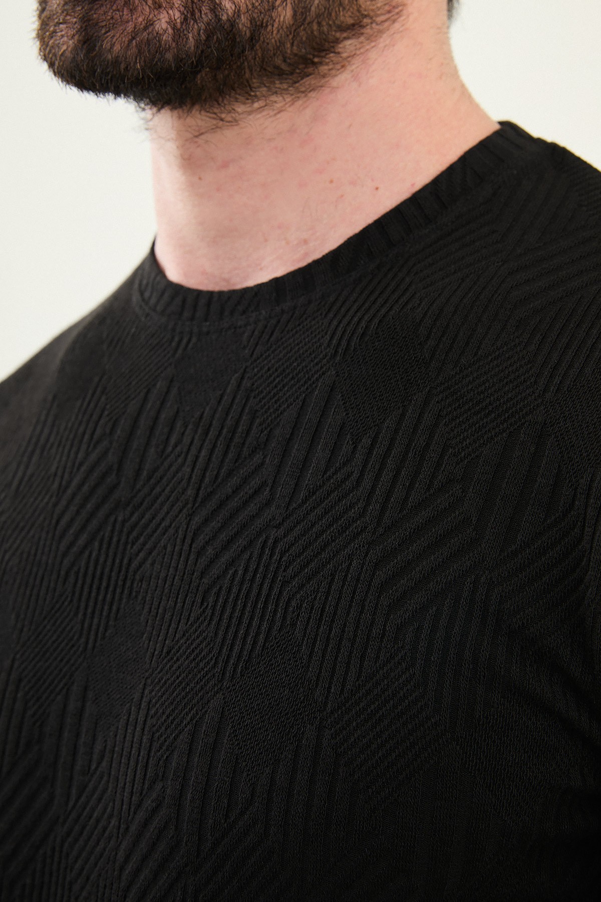 Desenli Slim Fit Bisiklet Yaka Erkek T-Shirt