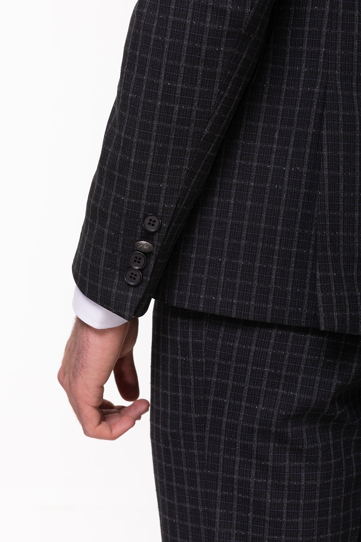 Slimfit Ekose Takım Elbise