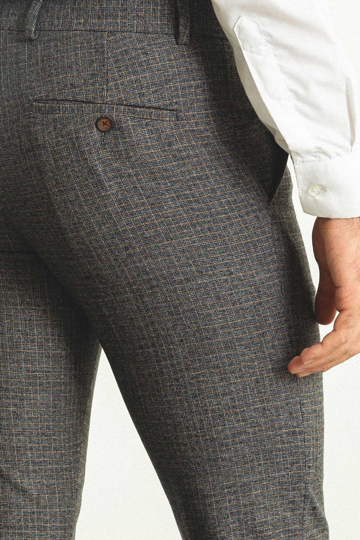 Kareli Slim Fit Klasik Erkek Pantolon