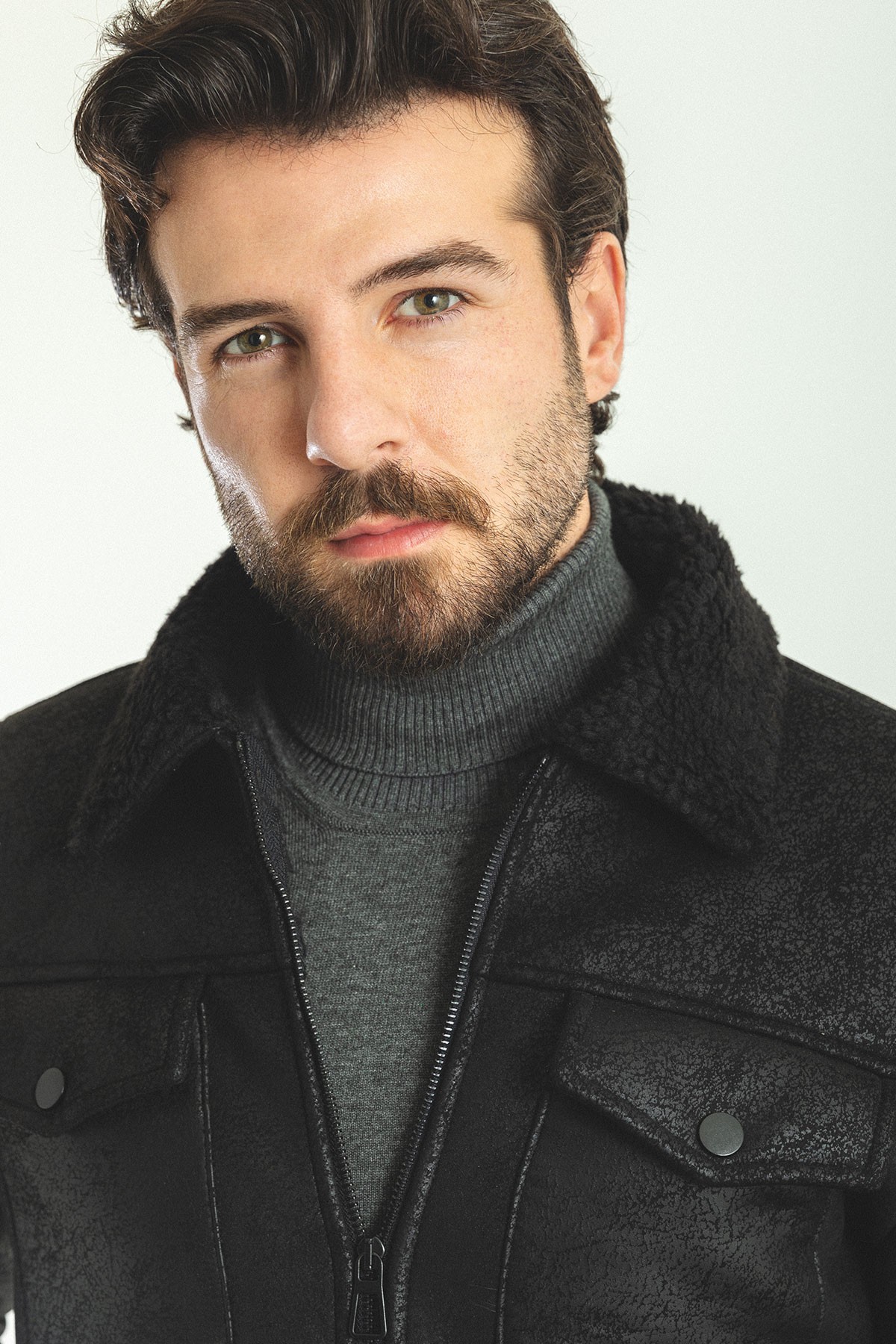 Kürklü Slim Fit Napa Erkek Mont