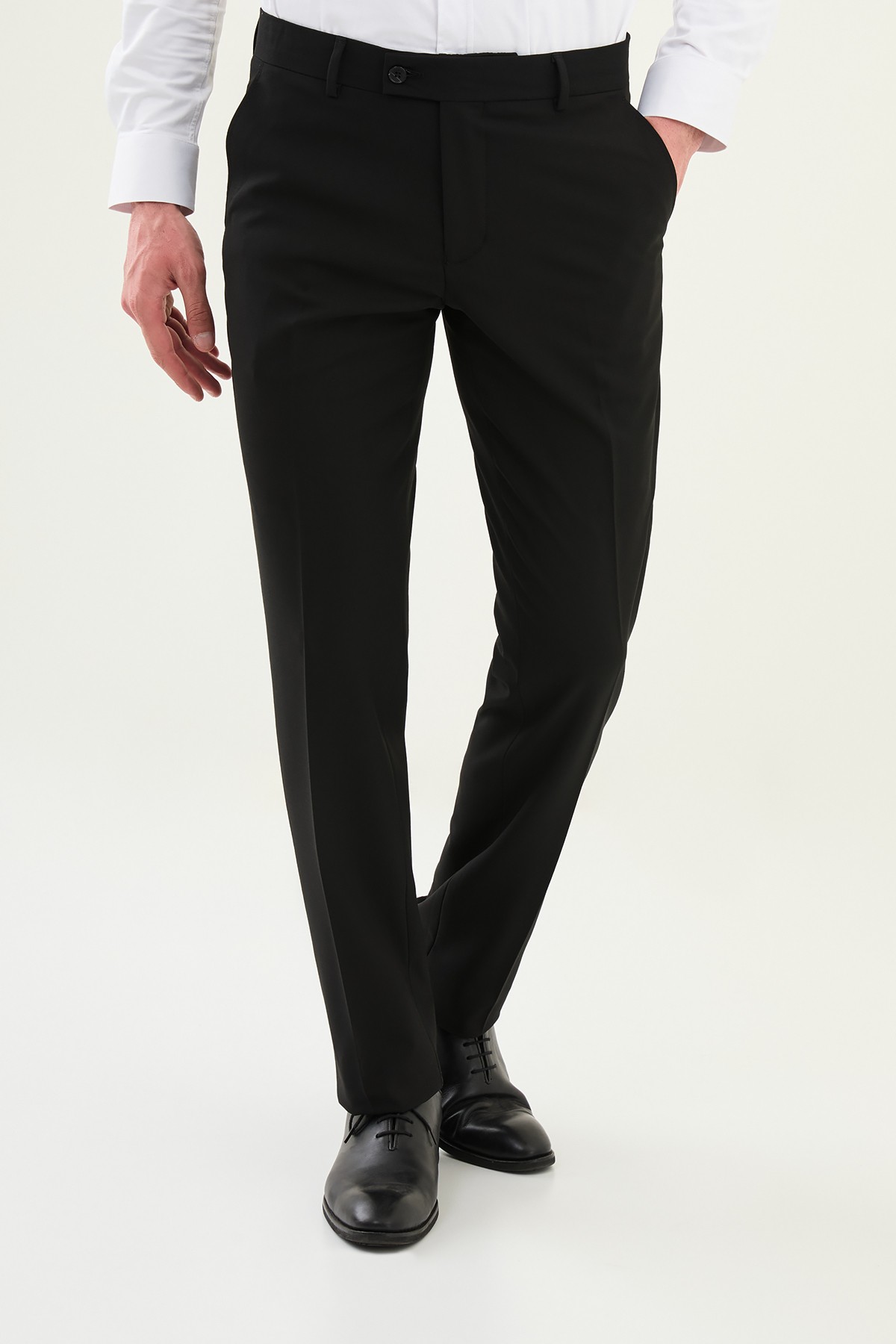 Düz Slim Fit Klasik Erkek Pantolon - Siyah