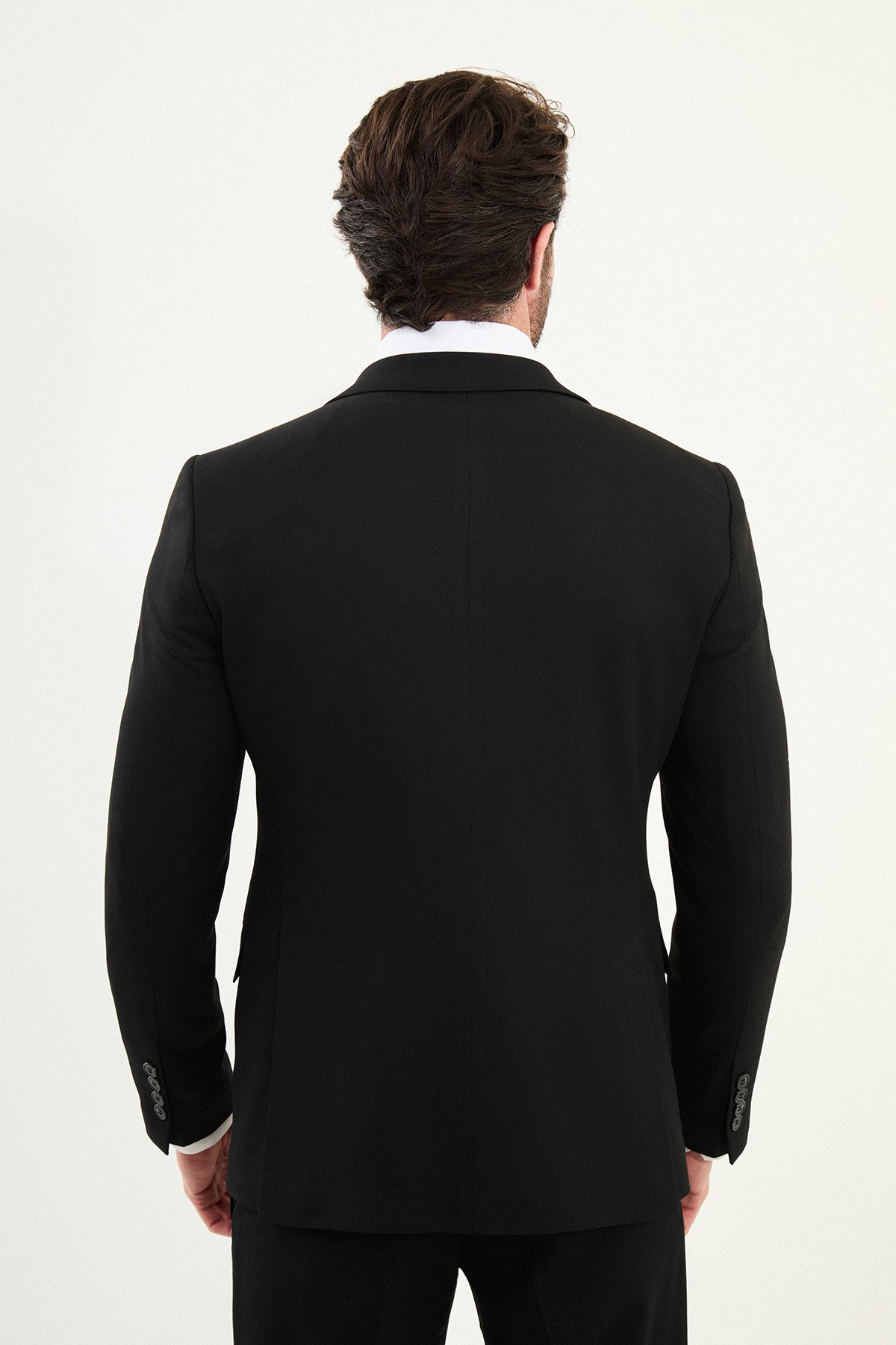Düz Slim Fit Mono Yaka Klasik Yün Erkek Takım Elbise