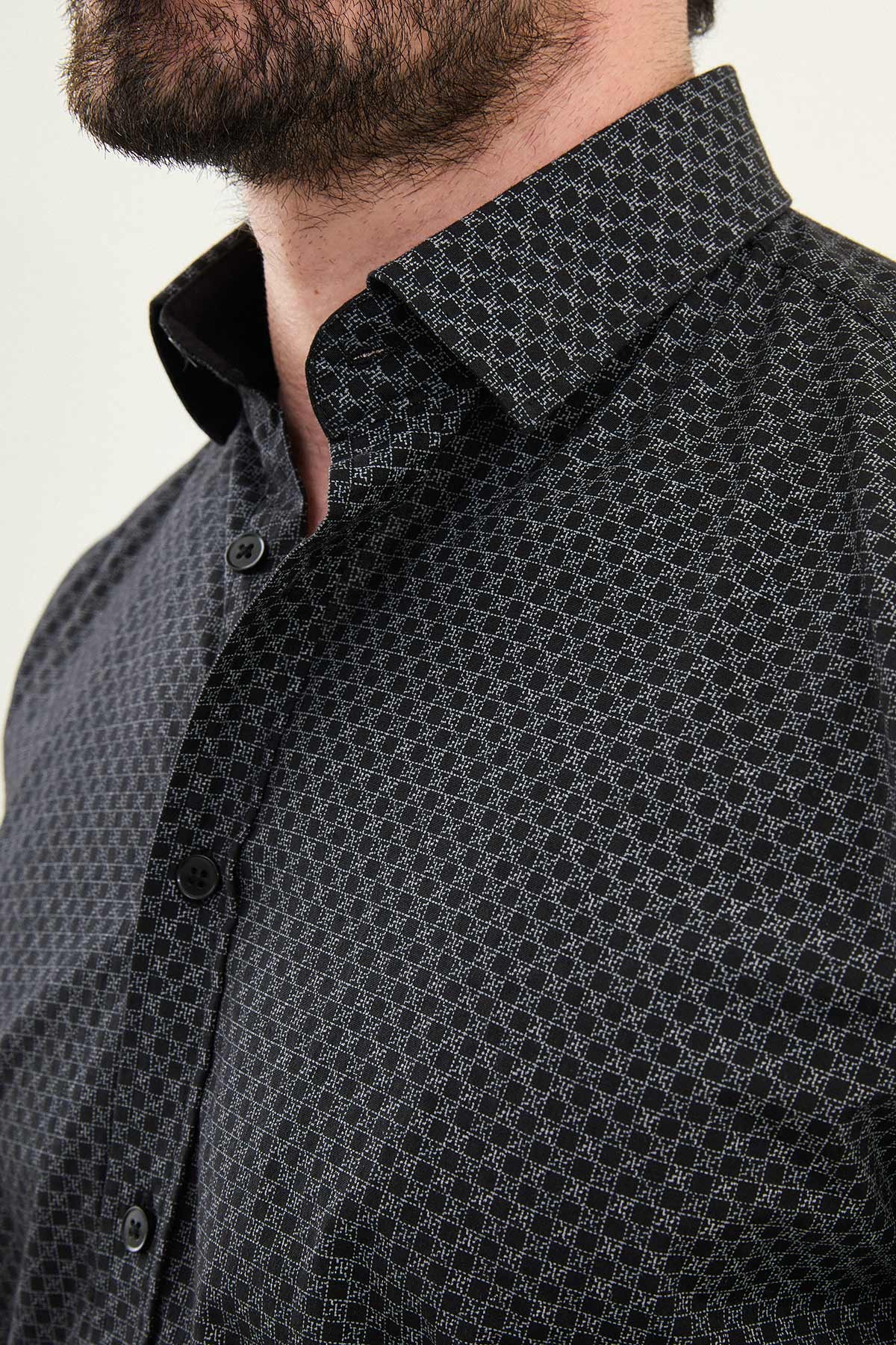 Desenli Slim Fit Pamuk Erkek Gömlek