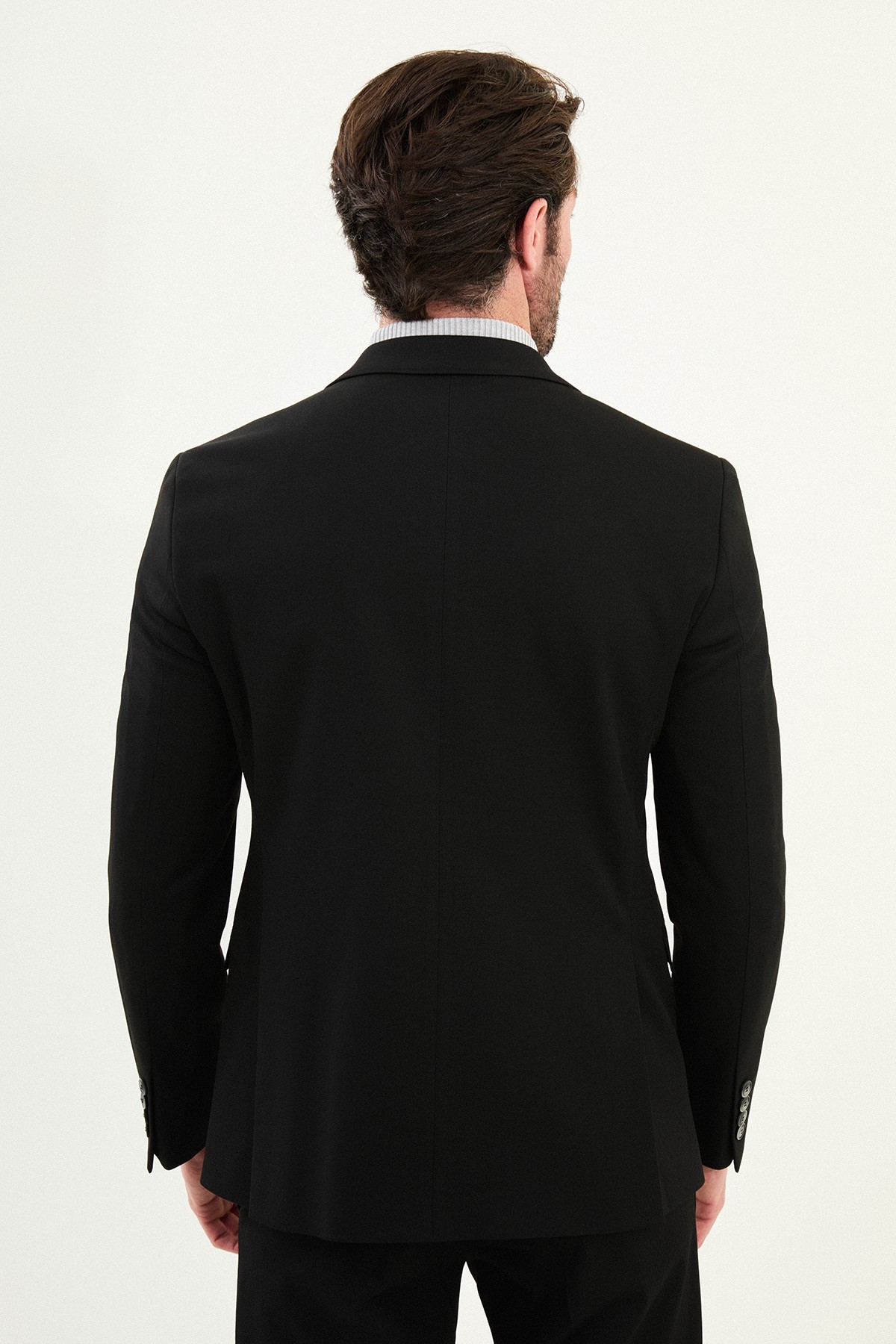 Düz Slim Fit Mono Yaka Klasik Yün Erkek Takım Elbise