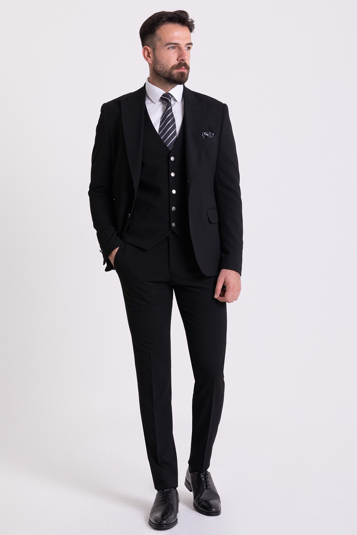 Düz Slim Fit Mono Yaka Klasik Erkek Takım Elbise