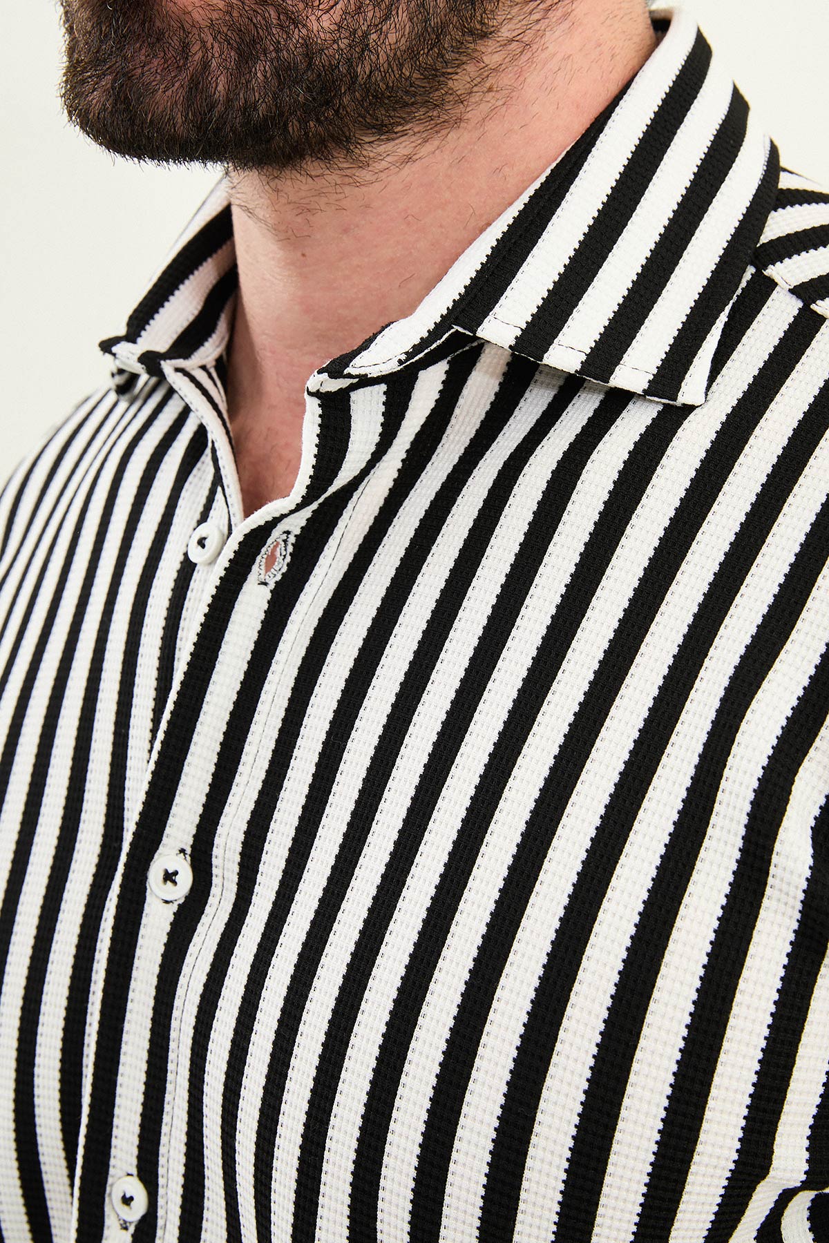 Çizgili Slim Fit Uzun Kollu Erkek Gömlek