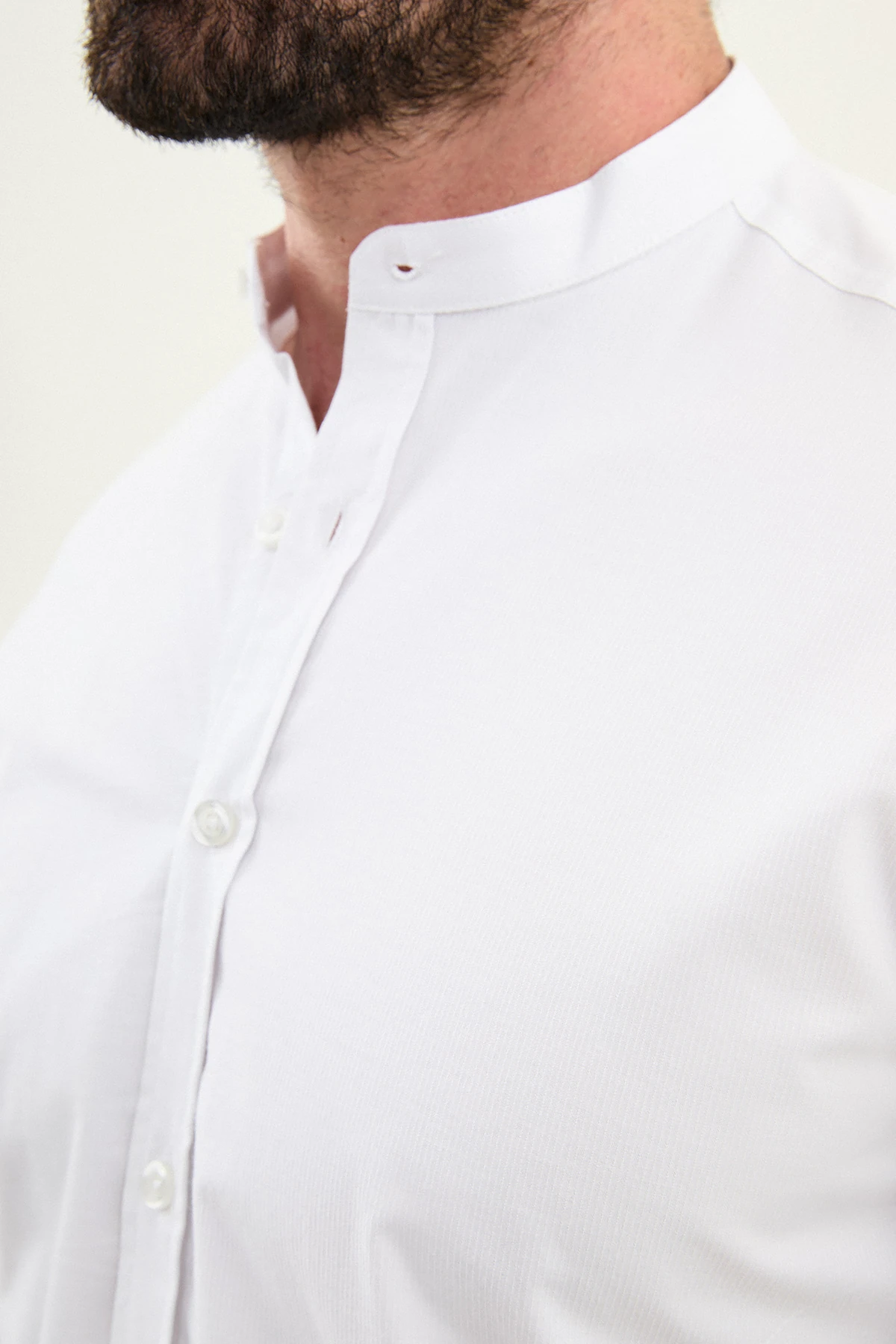 İnce Çizgili Slim Fit Hakim Yaka Uzun Kollu Pamuk Erkek Gömlek