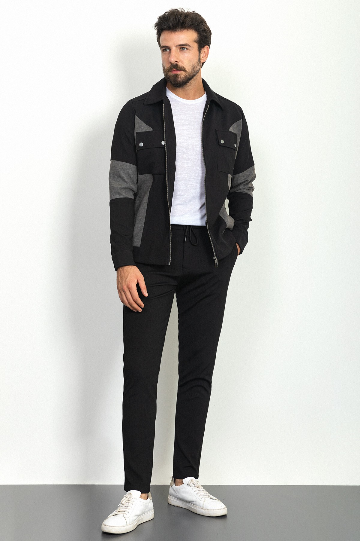 Parçalı Slim Fit Erkek Eşofman Takımı