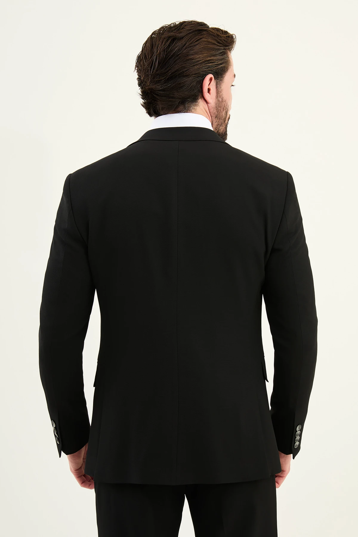 Dokulu Slim Fit Mono Yaka Erkek Takım Elbise