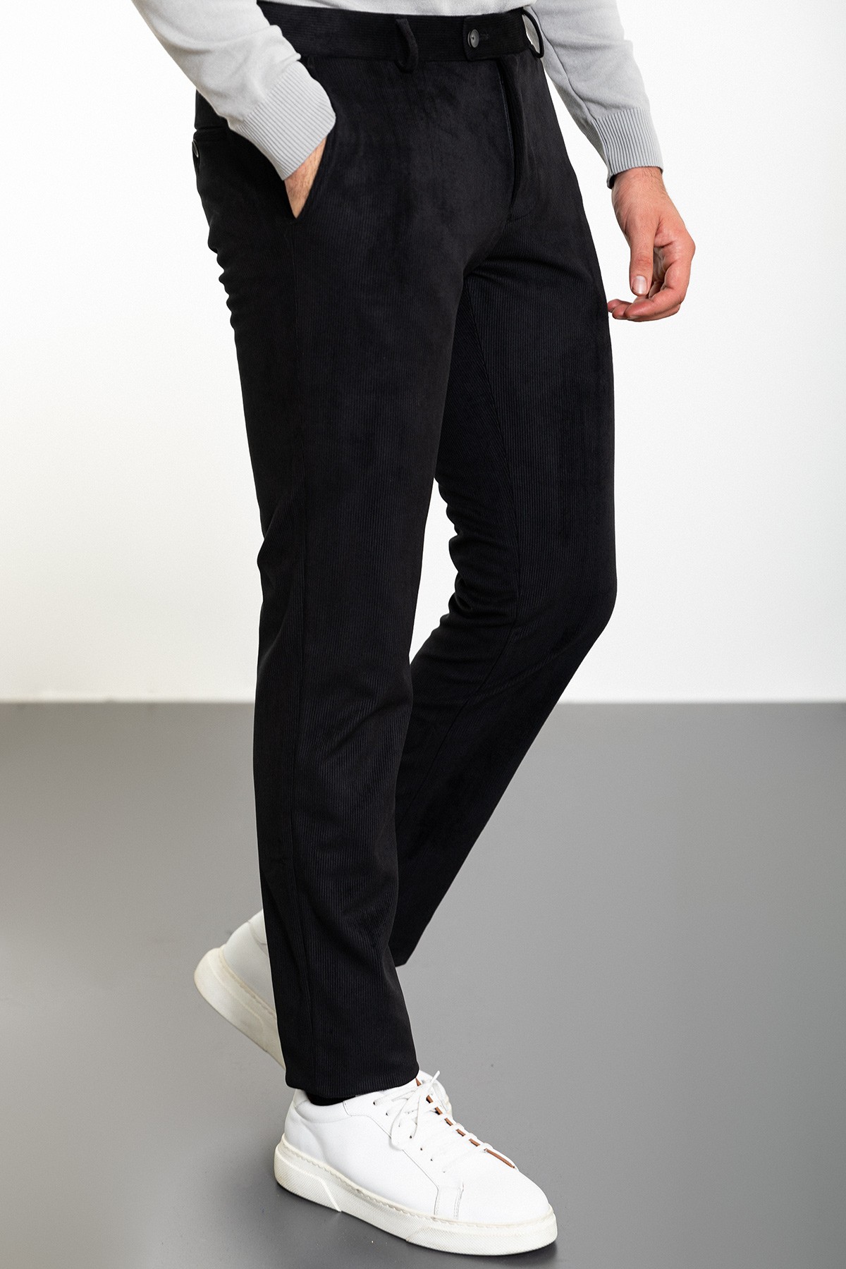 Çizgili Slim Fit Kadife Erkek Pantolon